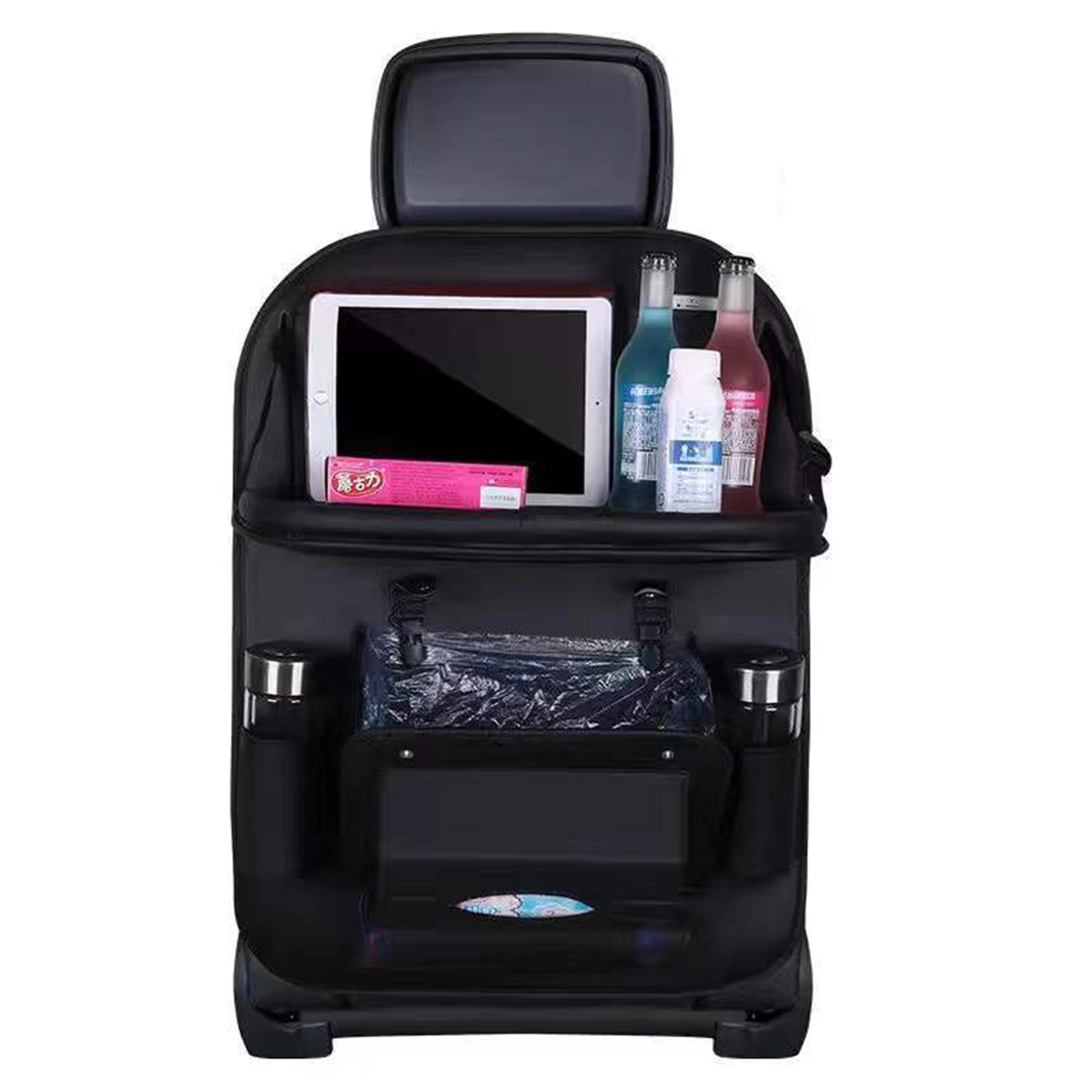 Car Backseat Storage Organizer with Trash Table PU Leather 9