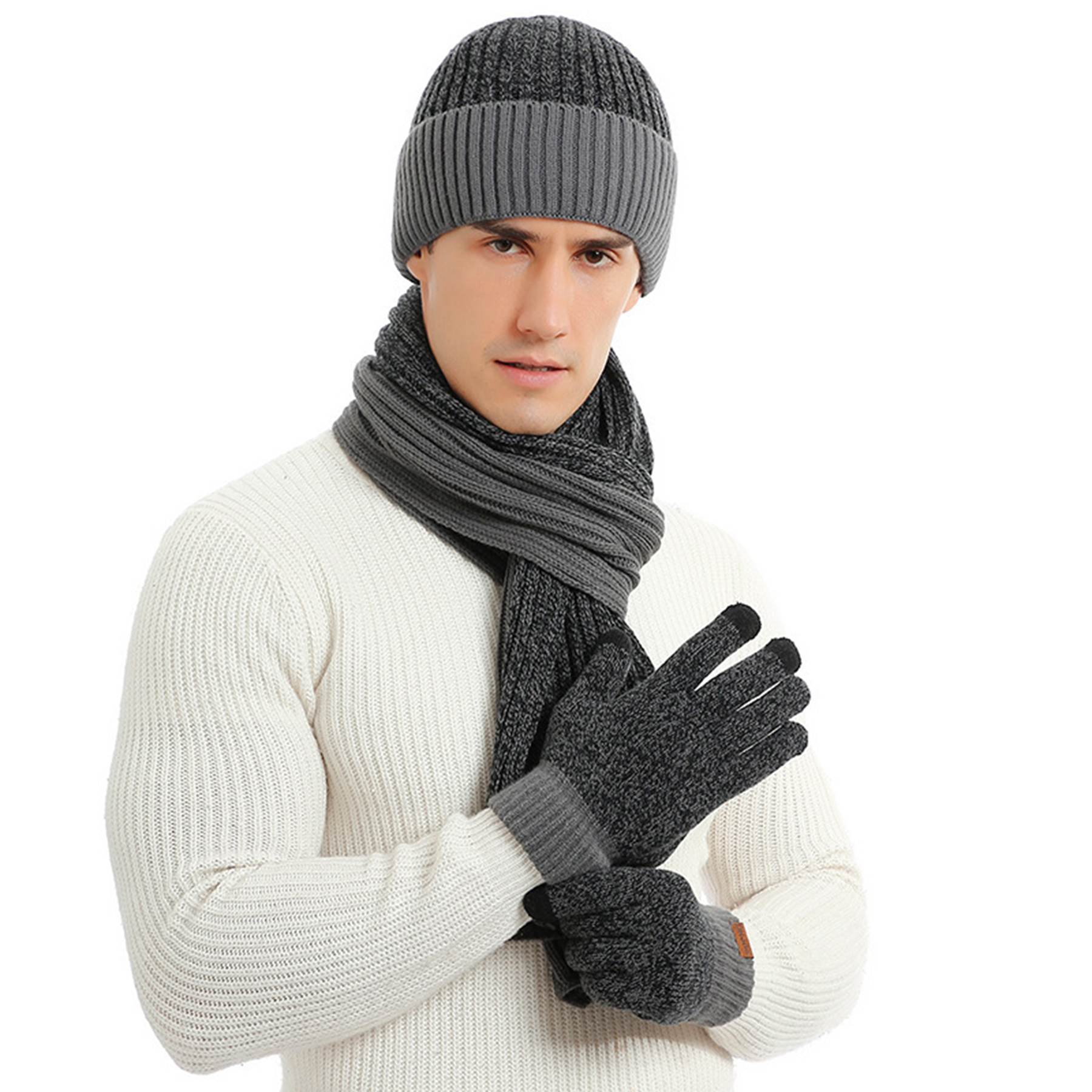Winter Hats Scarf Gloves 3 Pcs Set 4