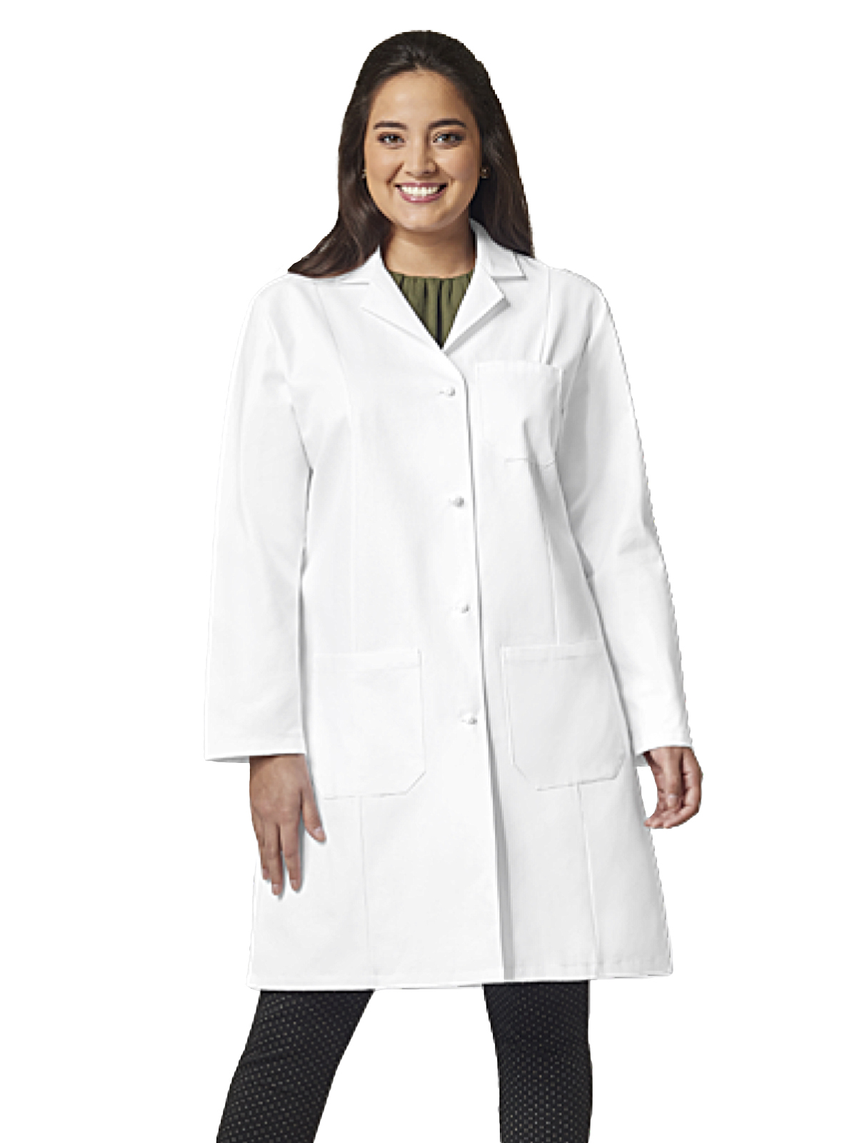 Fashion Seal Lab Coats - Women's Three-Pocket 39" Full-Length Knot Button Lab Coat