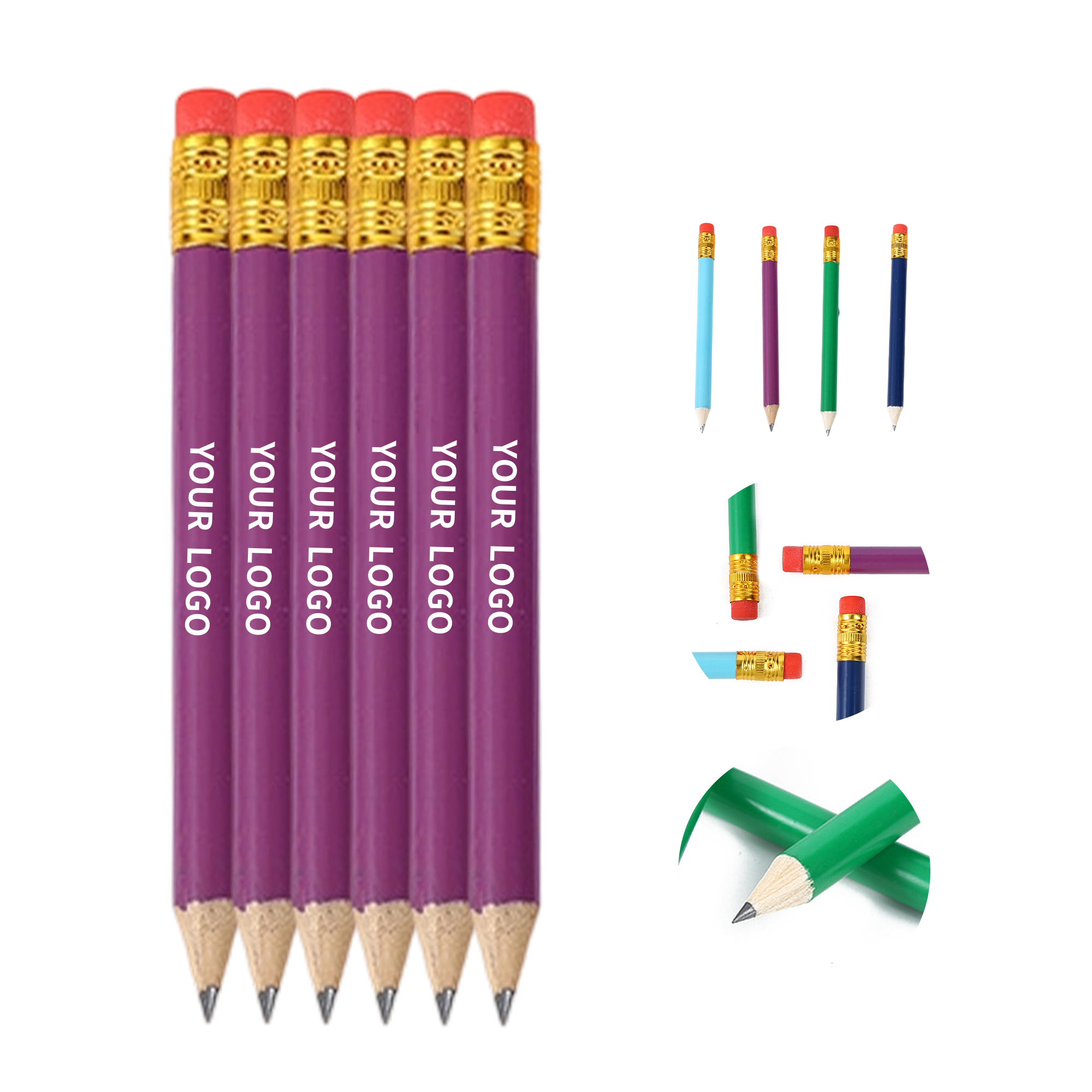 Wooden HB Pencil With Eraser Assorted Colors 8