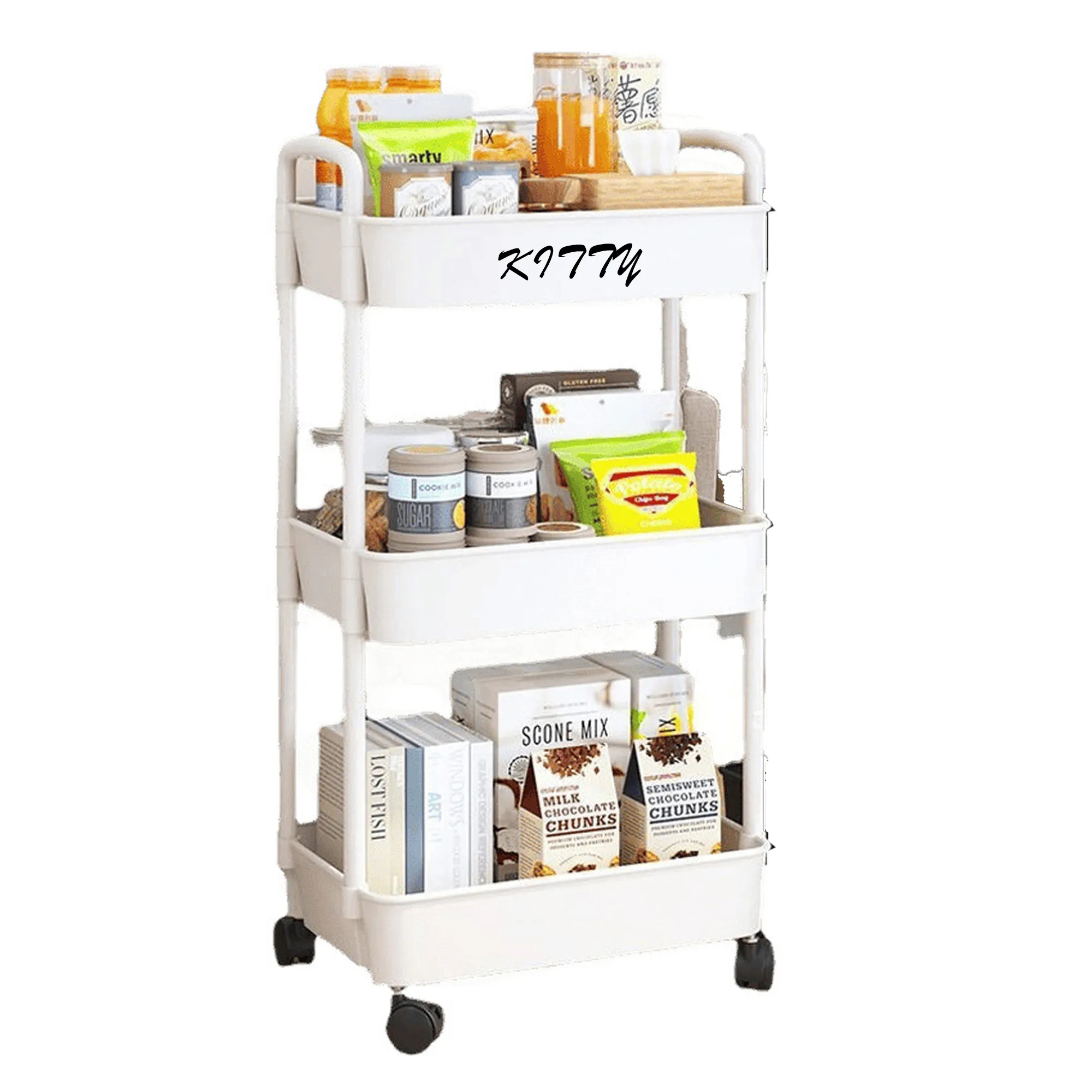 3-Tier Freestanding Rolling Storage Cart 2