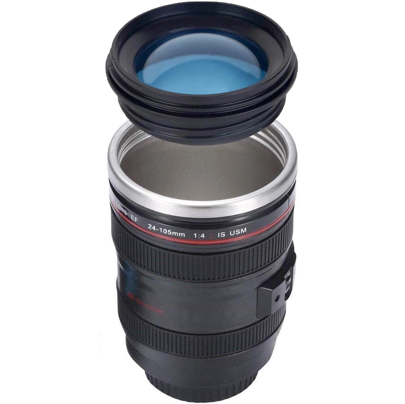 Stainless Steel Camera Lens Coffee Mug With Lid 4