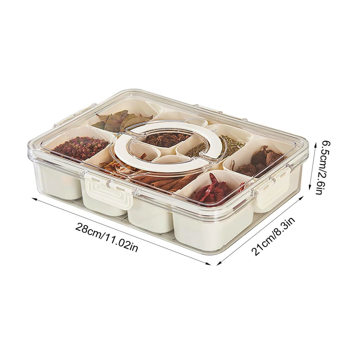 8-Compartment Spice Storage Box with Clear Lid For Kitchen 6
