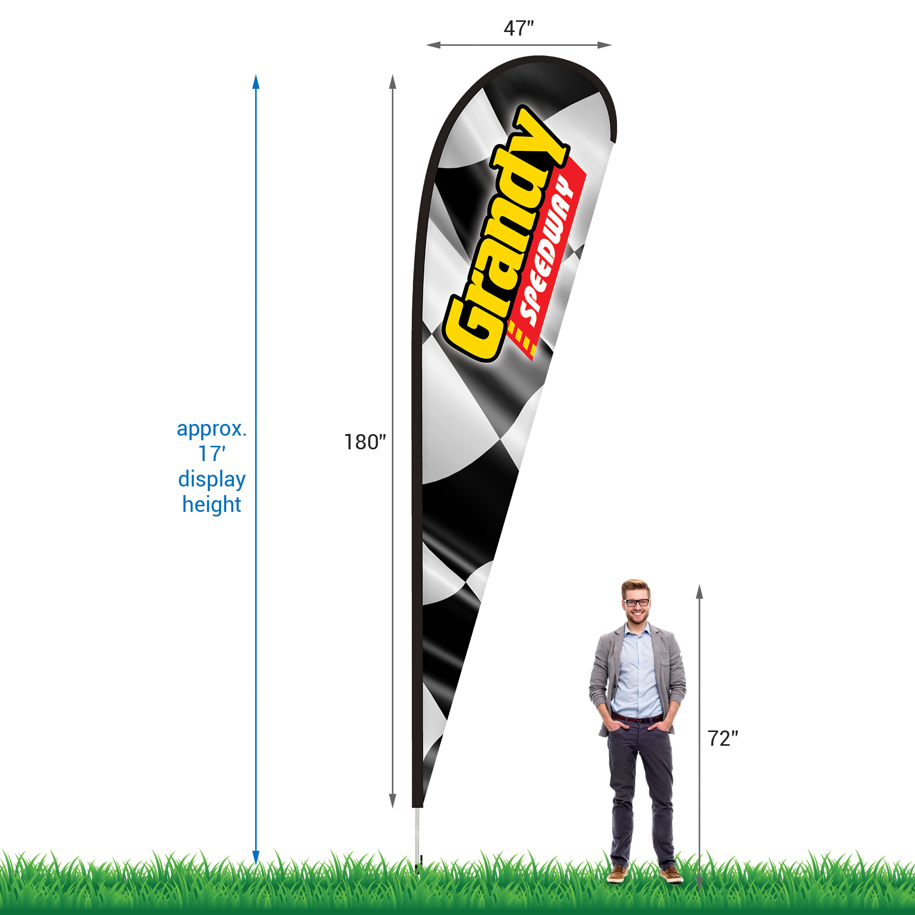 15' Double Sided Teardrop Banner w/ Premium Hardware & Spike 10