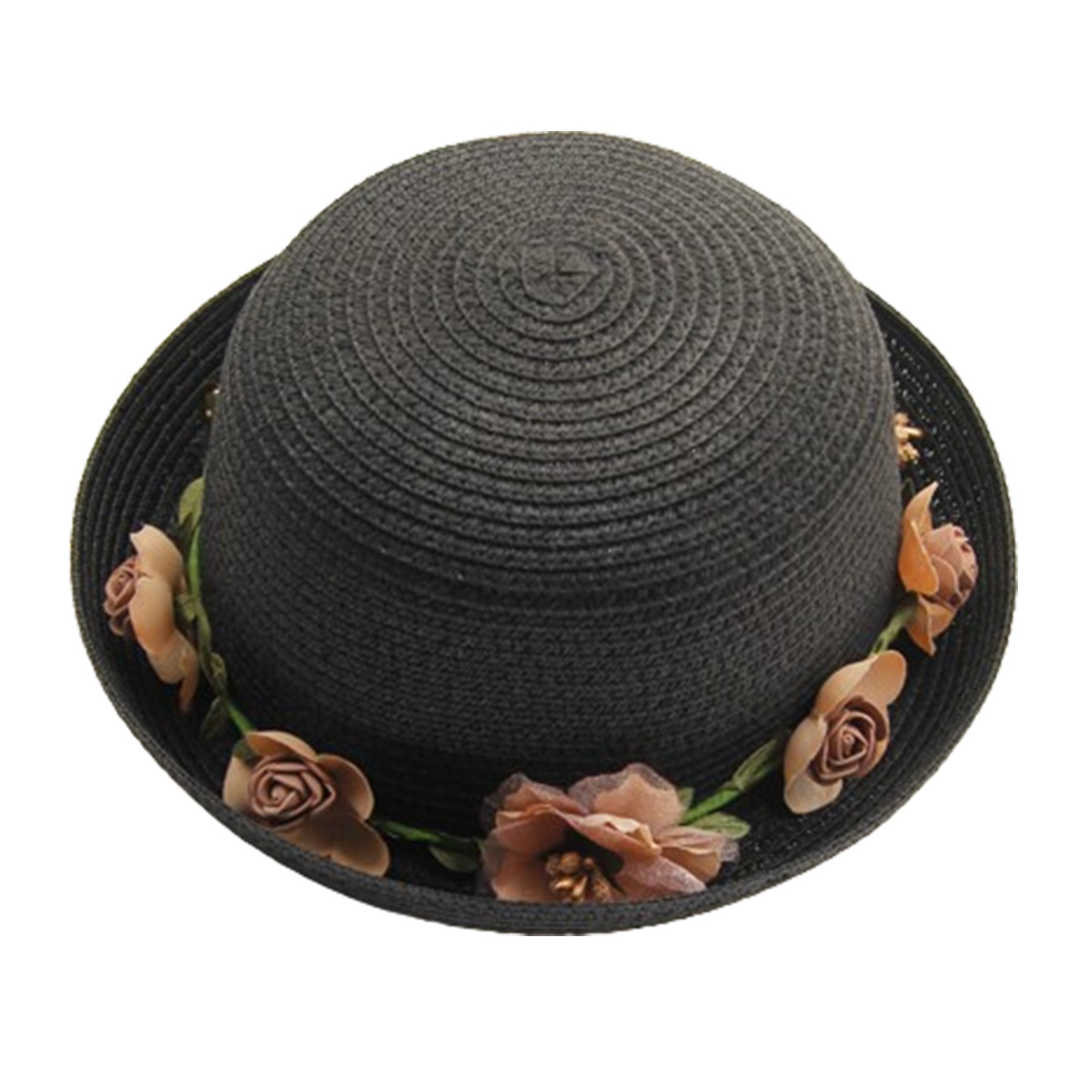Women'S Dome Flowers Sun Protective Straw Hat 4
