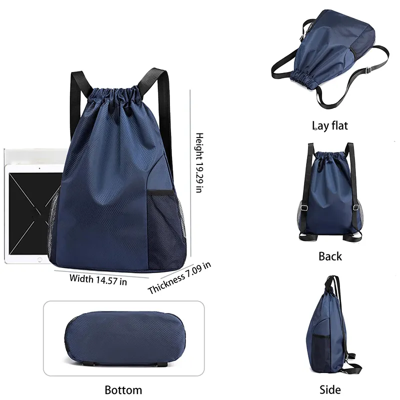 Wide Shoulder Strap String Backpacks 5