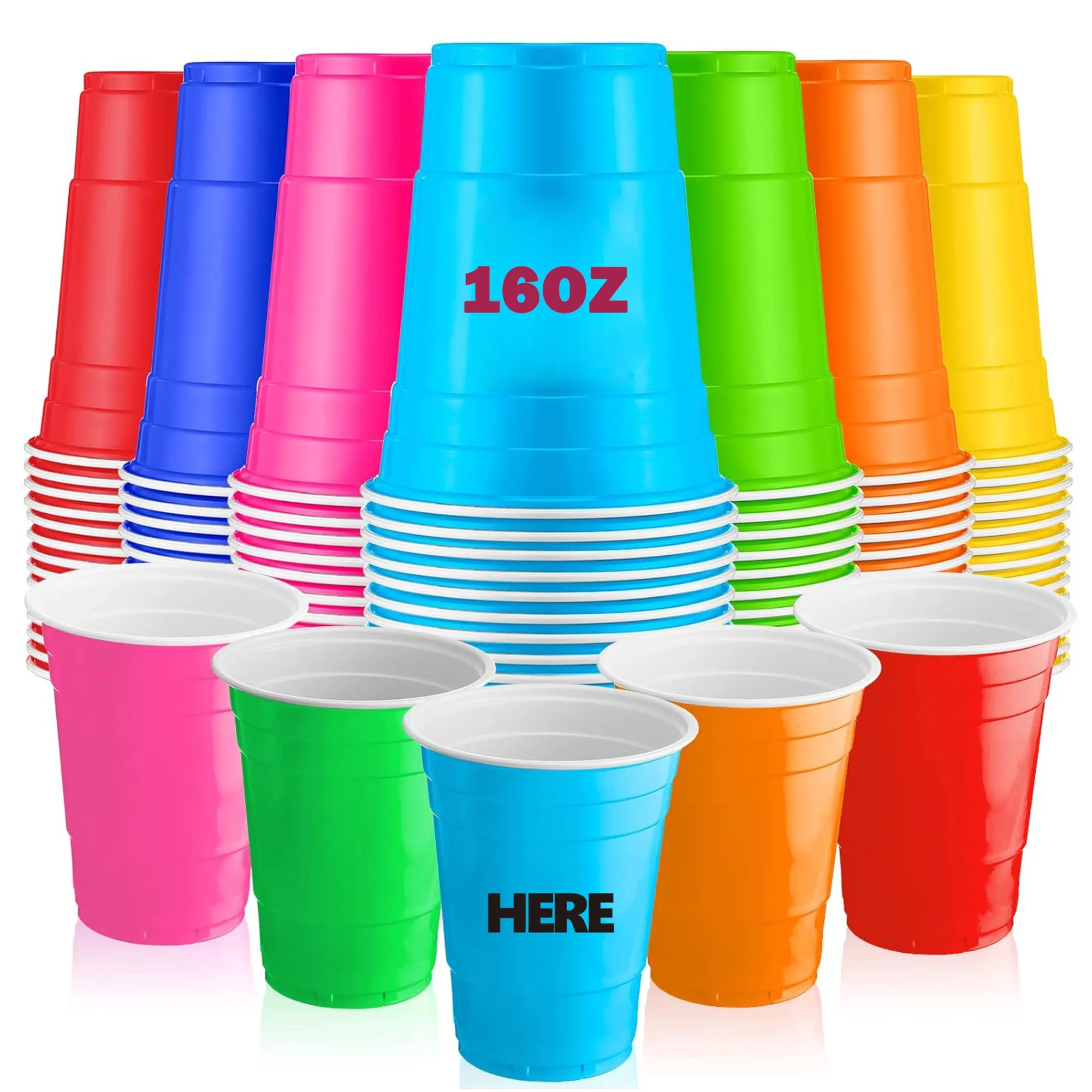 16 oz Plastic Stadium Cups MOQ 100PCS