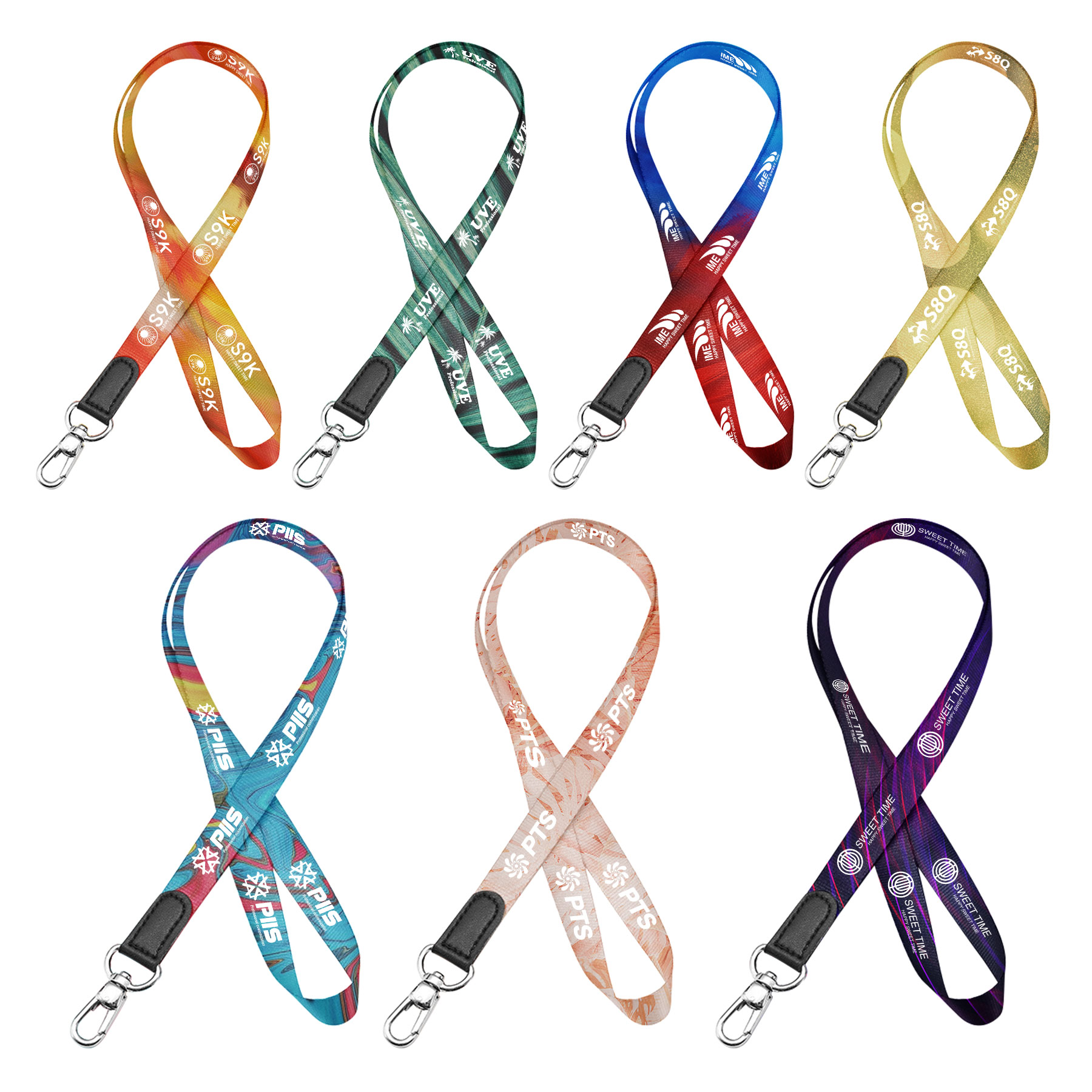Polyester Dye Sublimated Lanyard with Leather 1