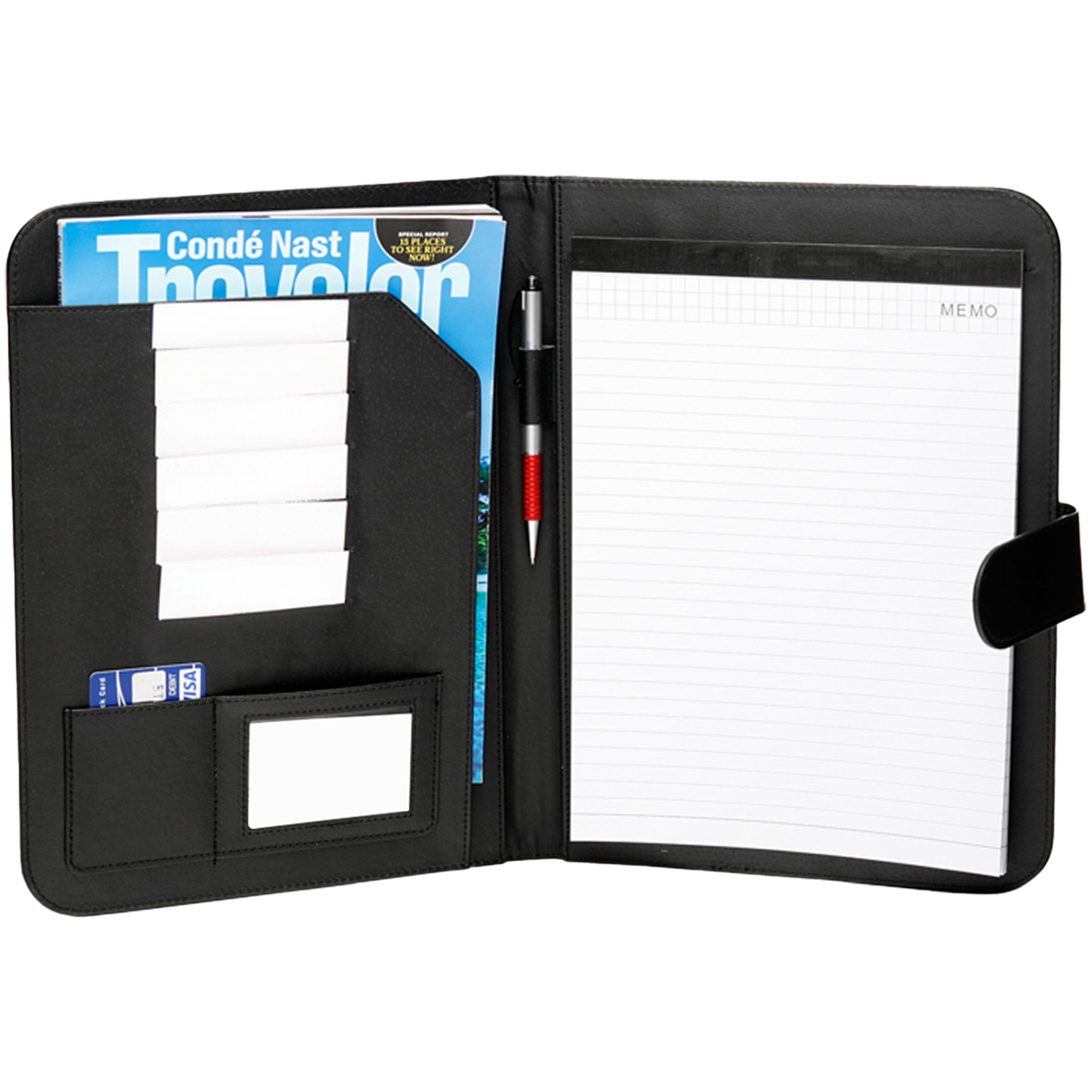Black Leather Portfolio w/ Magnet Closure & Pen Loop 2