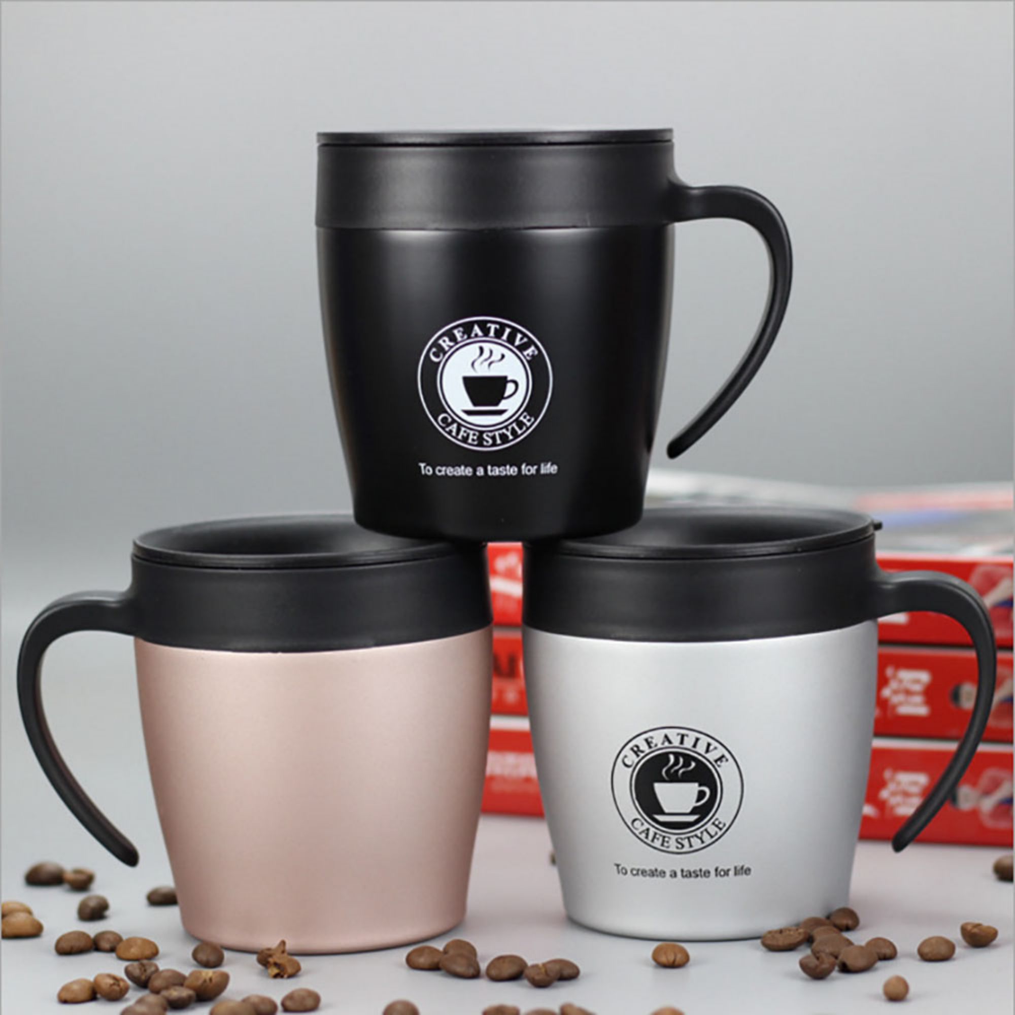 12 oz Double Wall Stainless Steel Thermos Travel Coffee Mug with Spoon 3