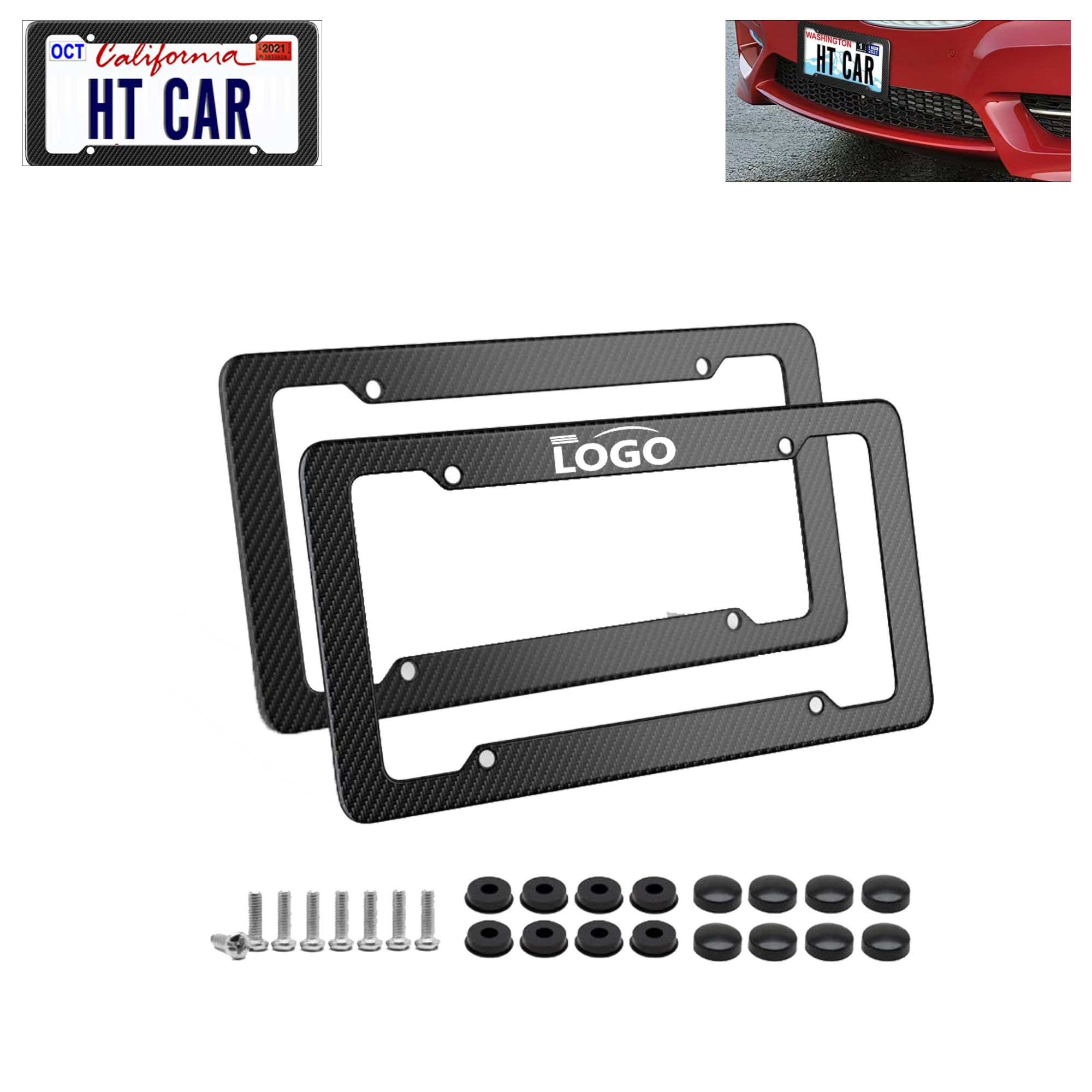 ABS Carbon Fiber Patterned License Plate Holder 3