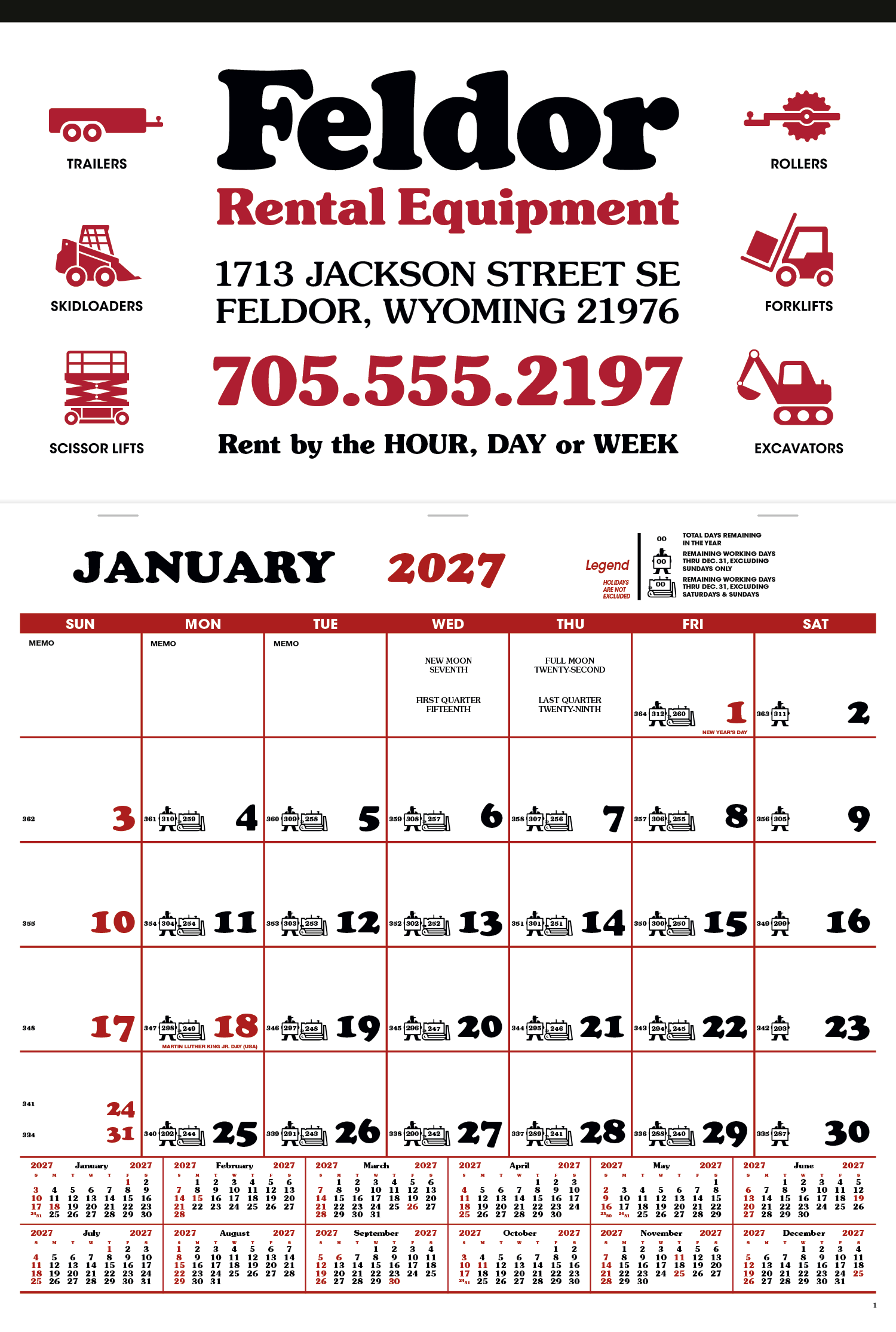Skinner & Kennedy® Contractor's Apron Calendar 18