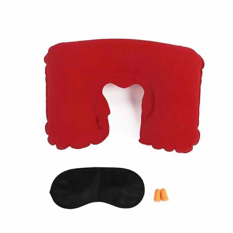 Inflatable Neck Travel Pillow + Eye Mask + Ear Plugs 3 Piece 1