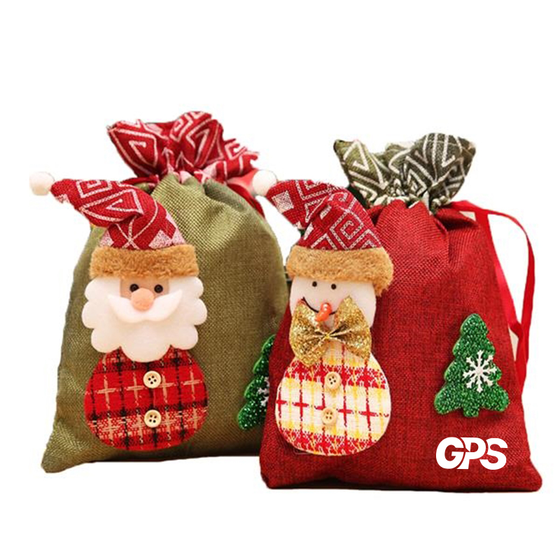 11 3/4 " Christmas Drawstring Candy Bags Apple 3