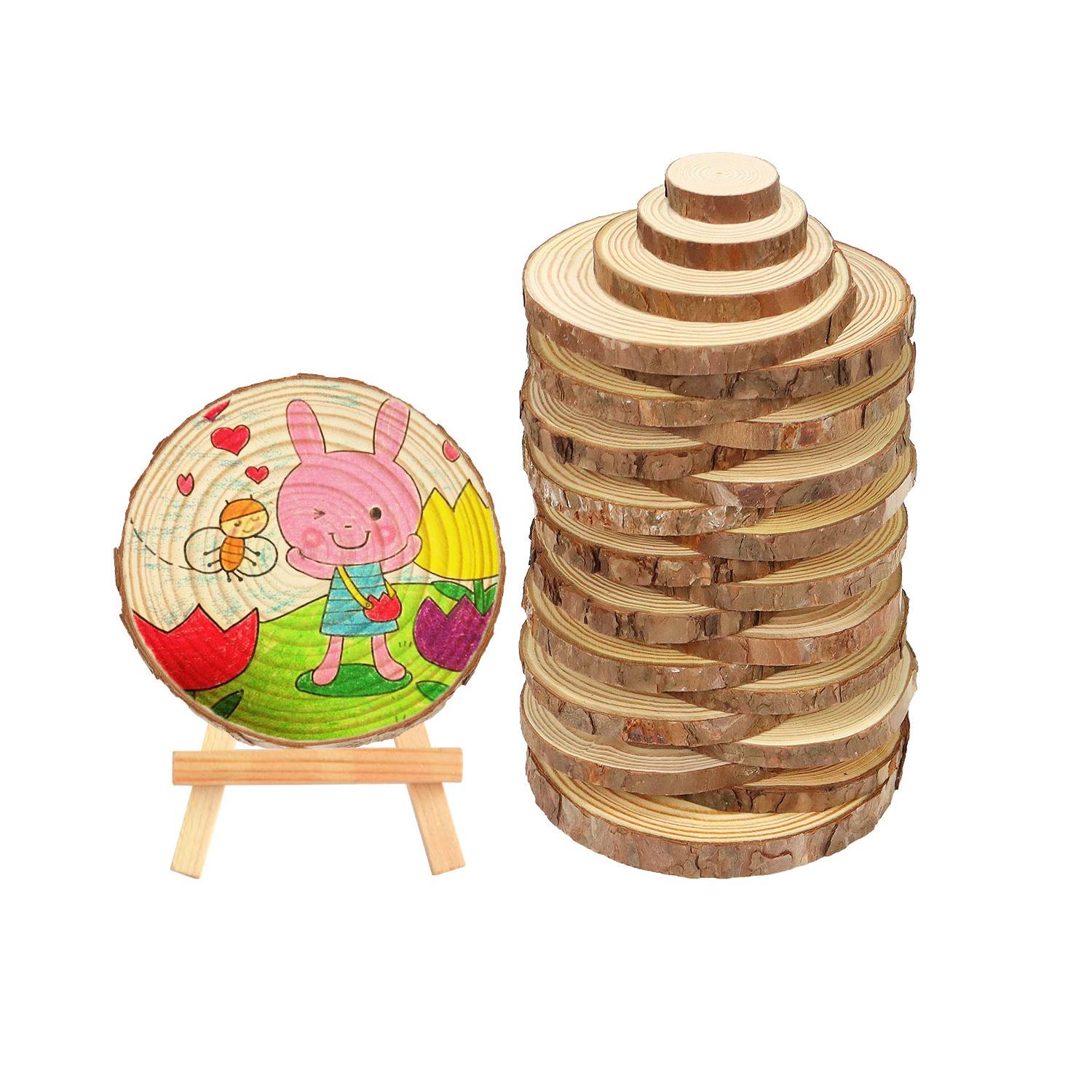 4-4.7 Inch DIY Kids Arts Round Wood Coaster 6