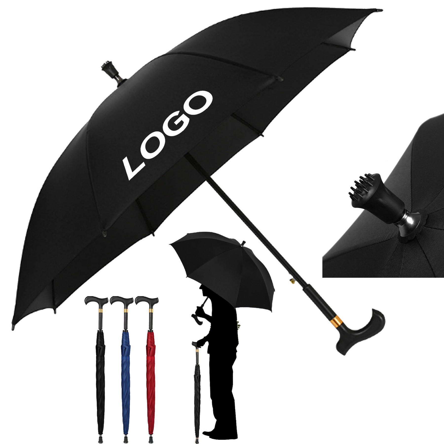 Umbrella With Crutch Handle 1