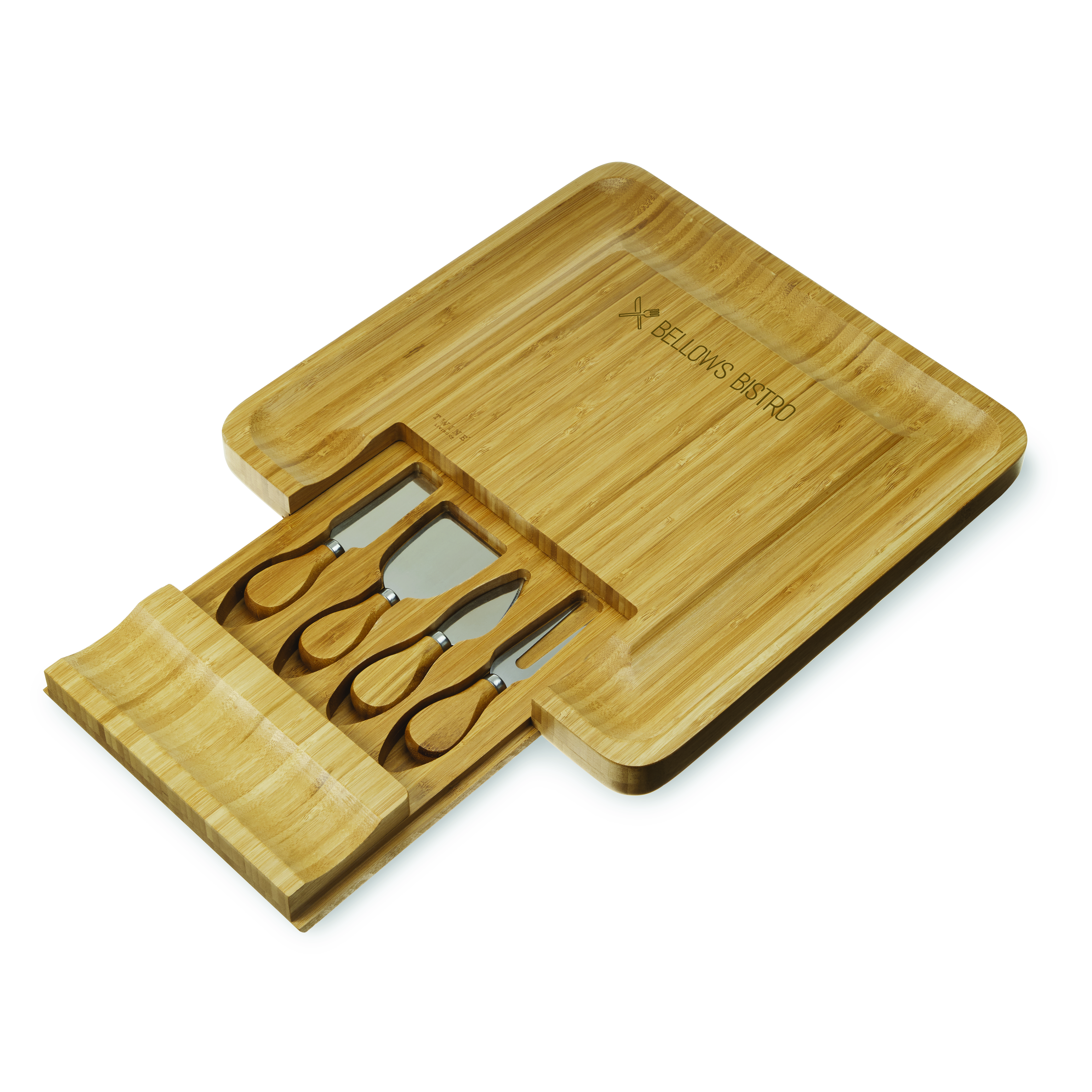 Twine Living® Bamboo Cheese Board and Knife Set