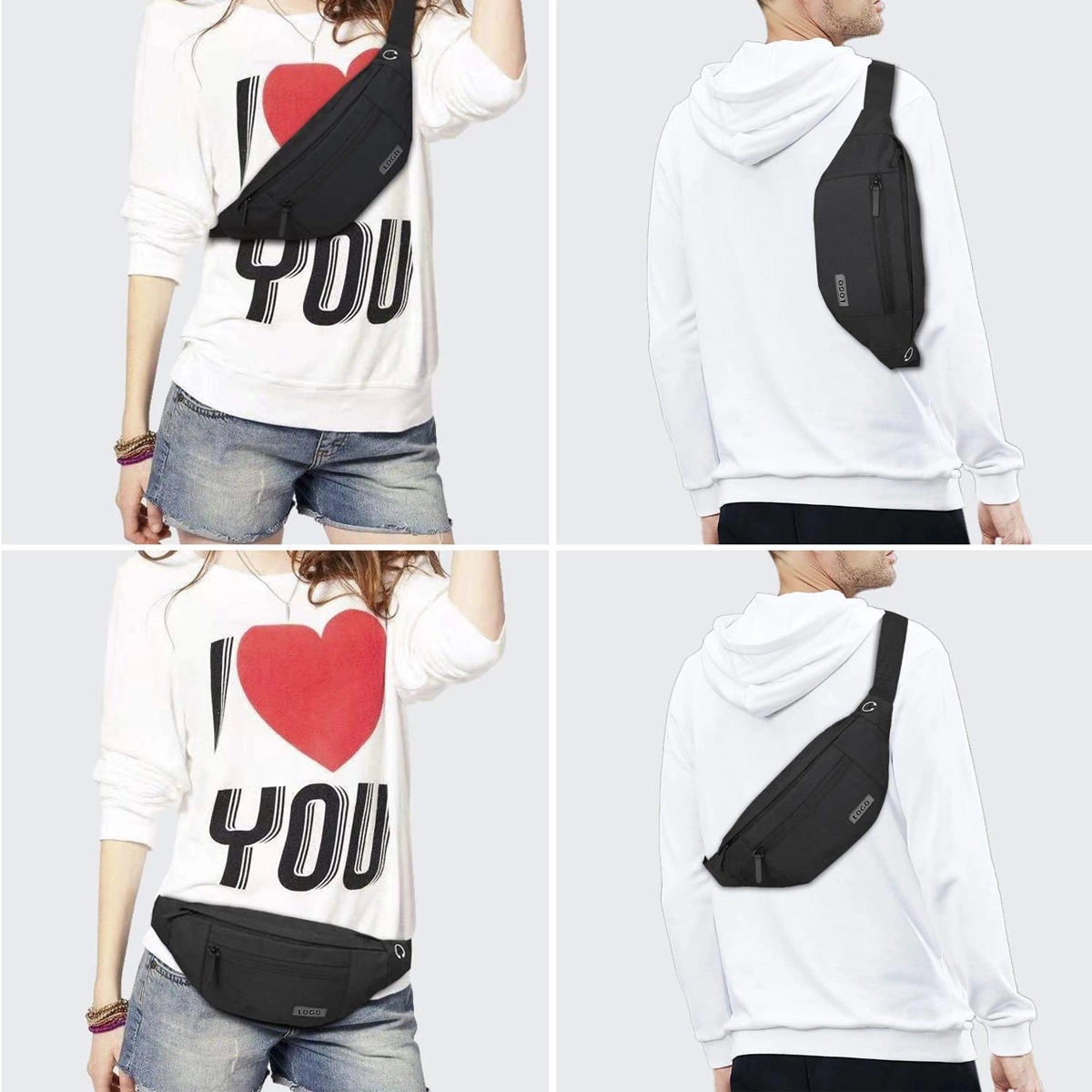 Custom 4-Zipper Pocket Travel Running Hands-Free Waist Pack 3