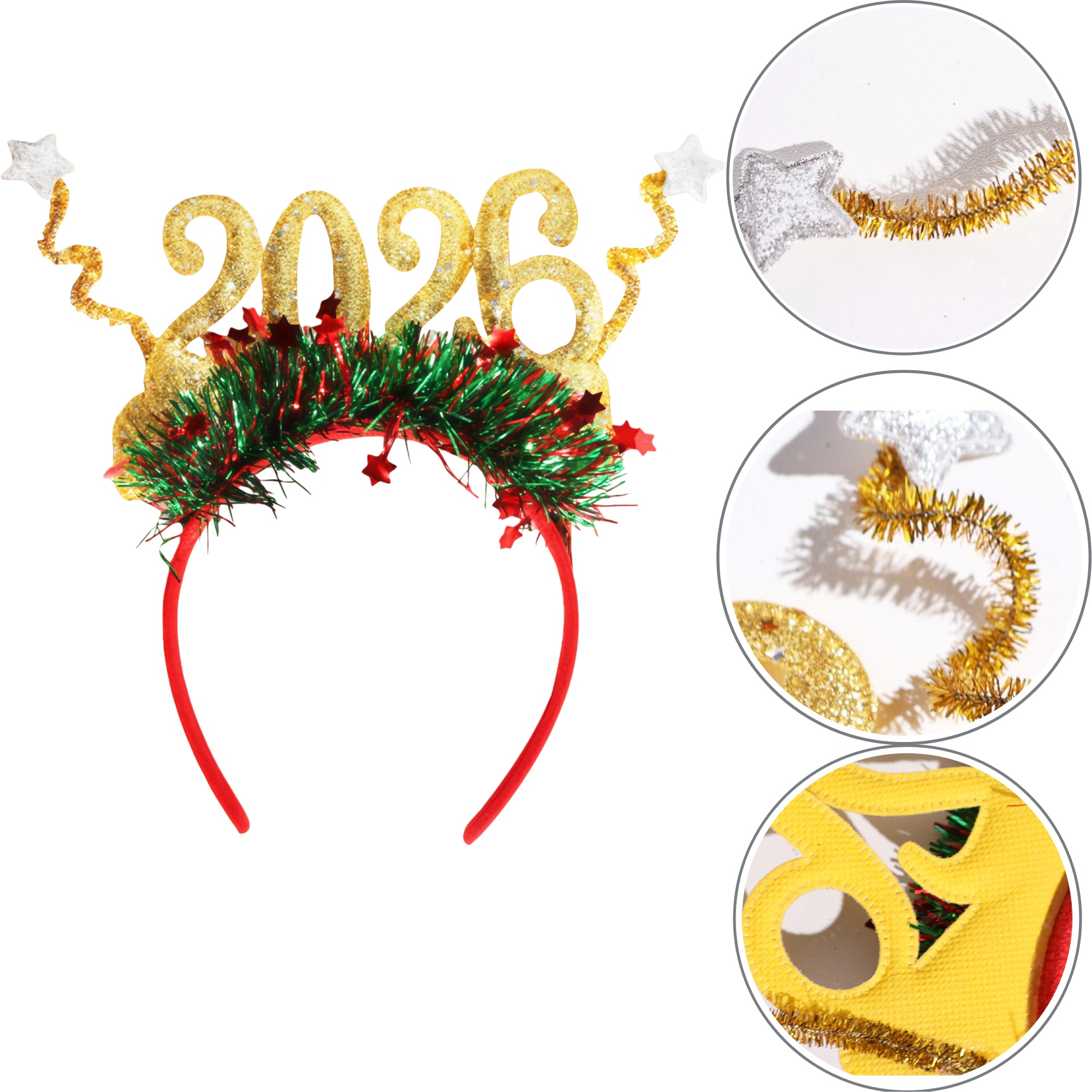 Glitter 2026 New Year Headband (Elastic & DIY Wire) 2