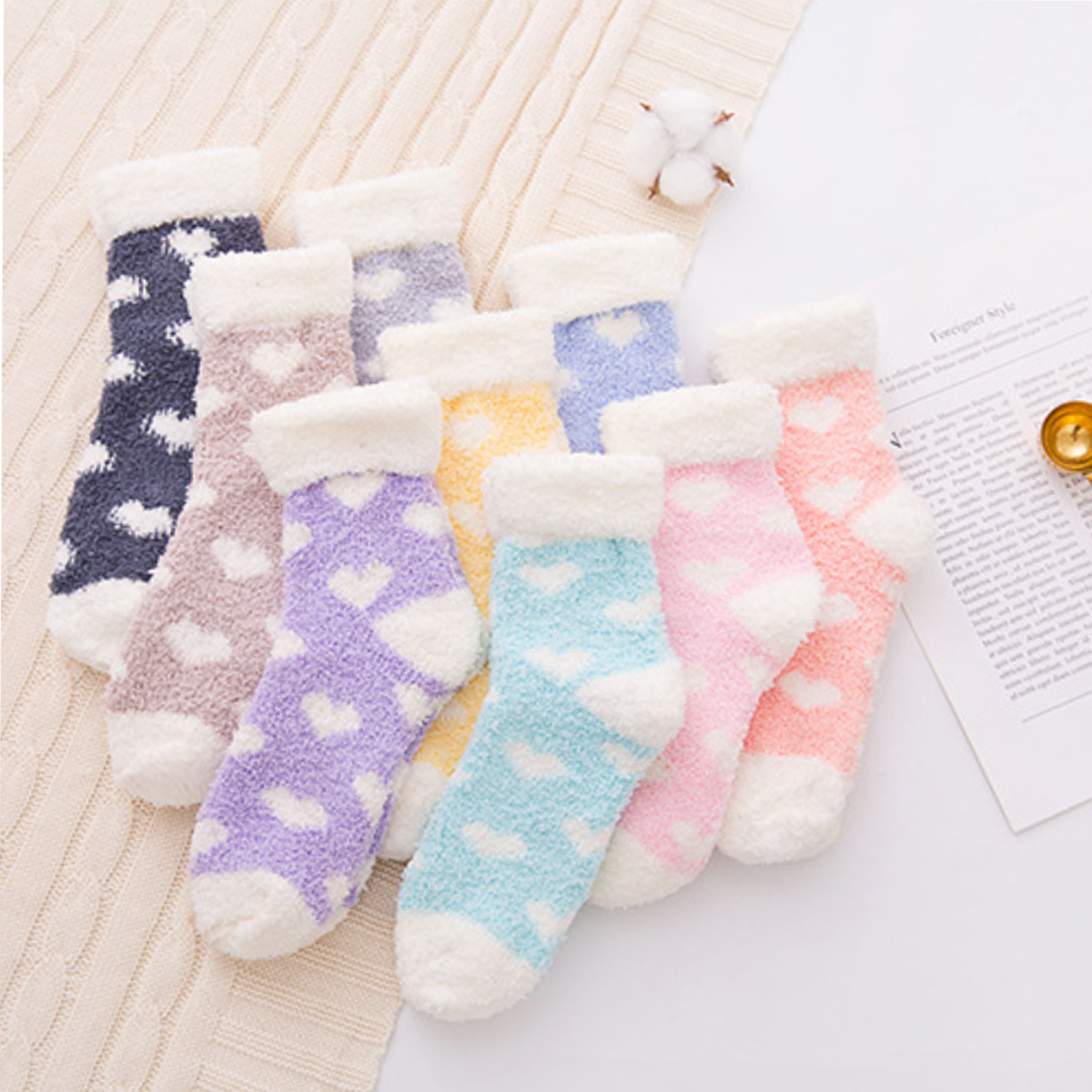 Coral Velvet Love Flanged Flat Socks For Women 3