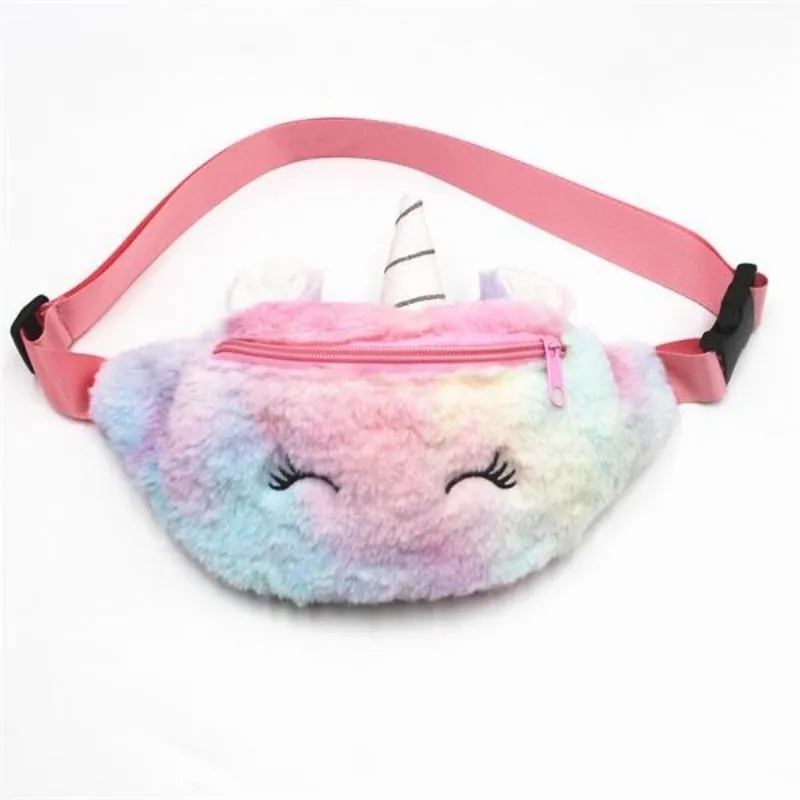 Girls Plush Pack Kids Unicorn Waist Cross Body Bag 3