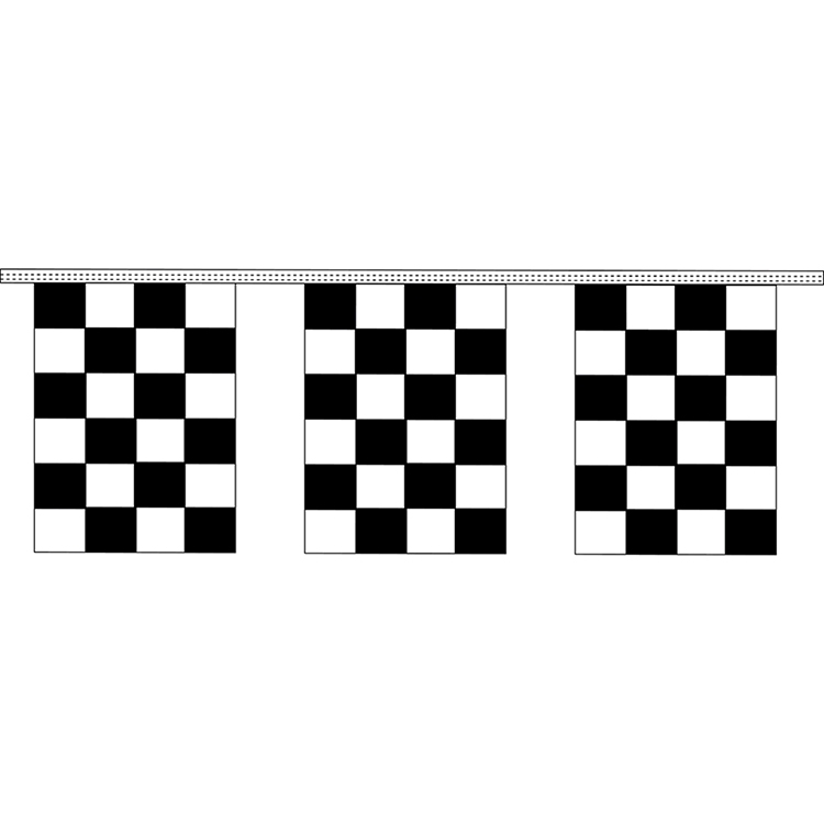 9" x 12" Black & White Checkered 4 mil. 30' Pennant Strings 2