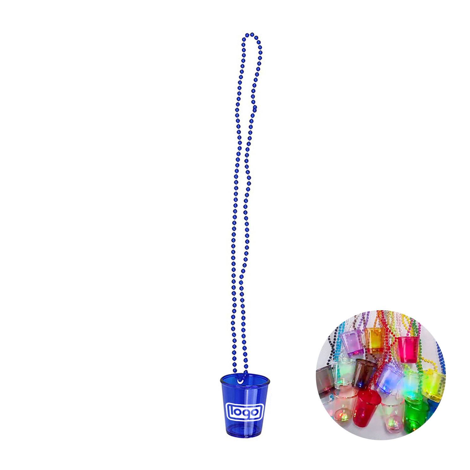 Plastic LED Shot Glass Necklace with Beads 2