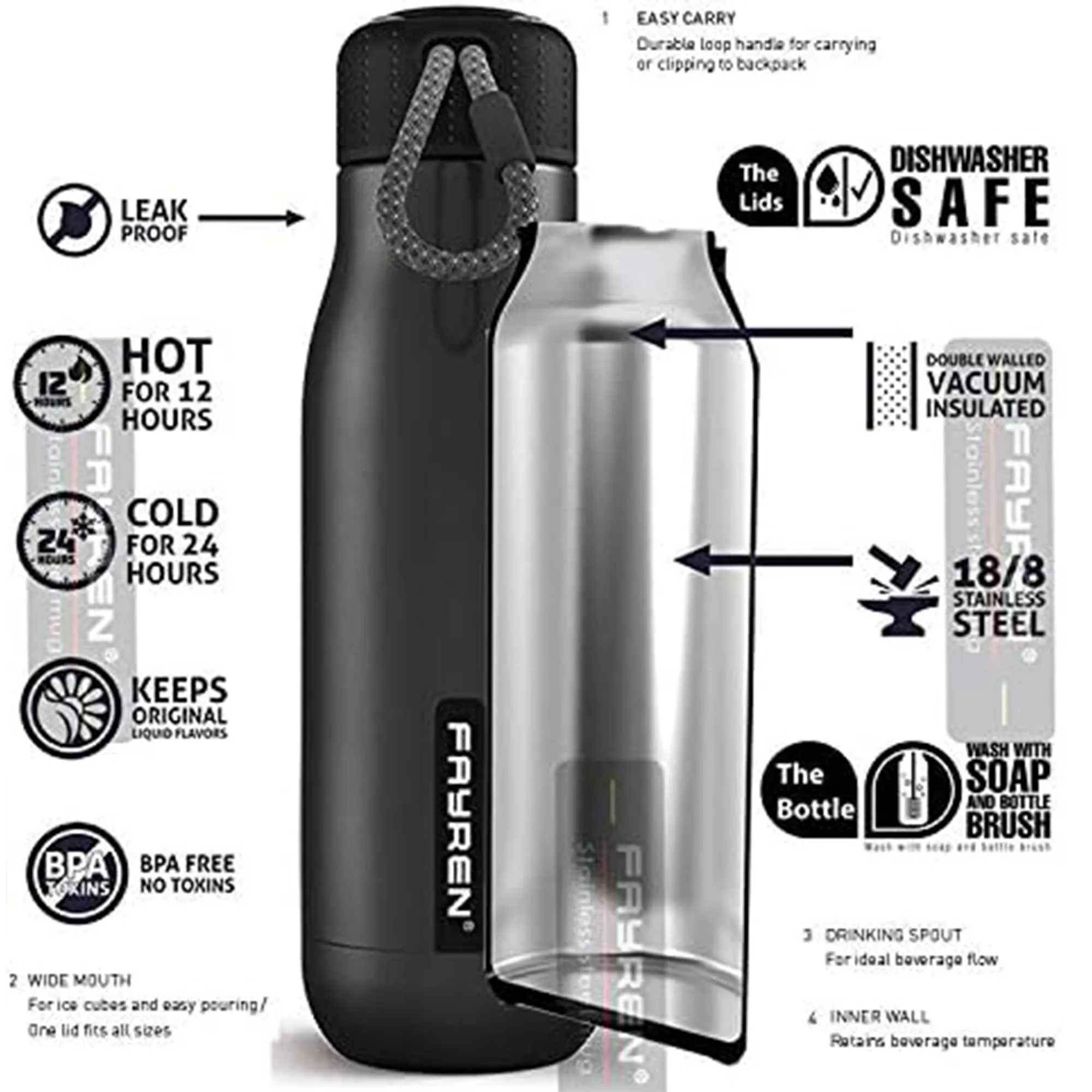 12oz Stainless Steel Double Wall Insulated Flask 10