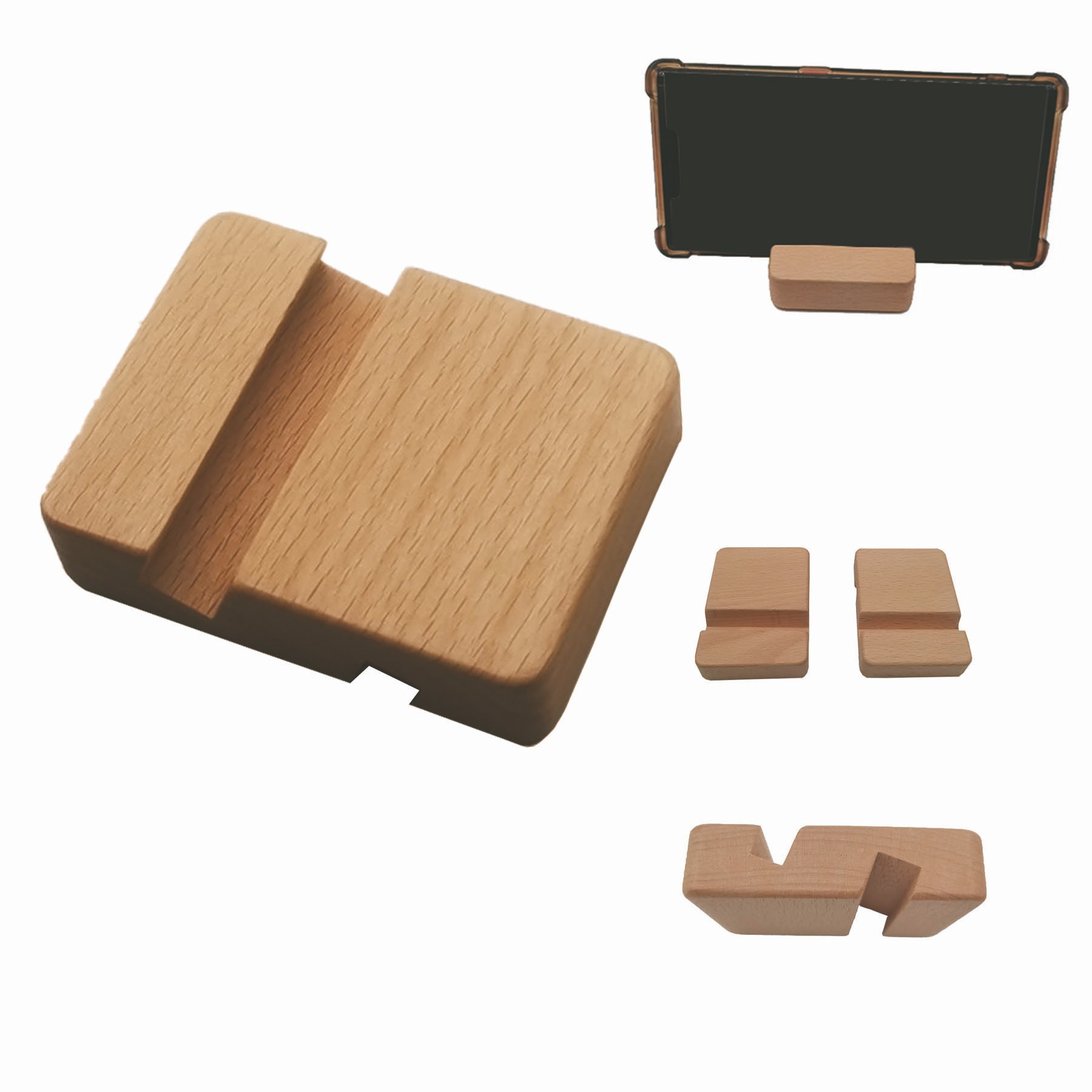 Minimalist Dual-Slot Wooden Phone Stand 2