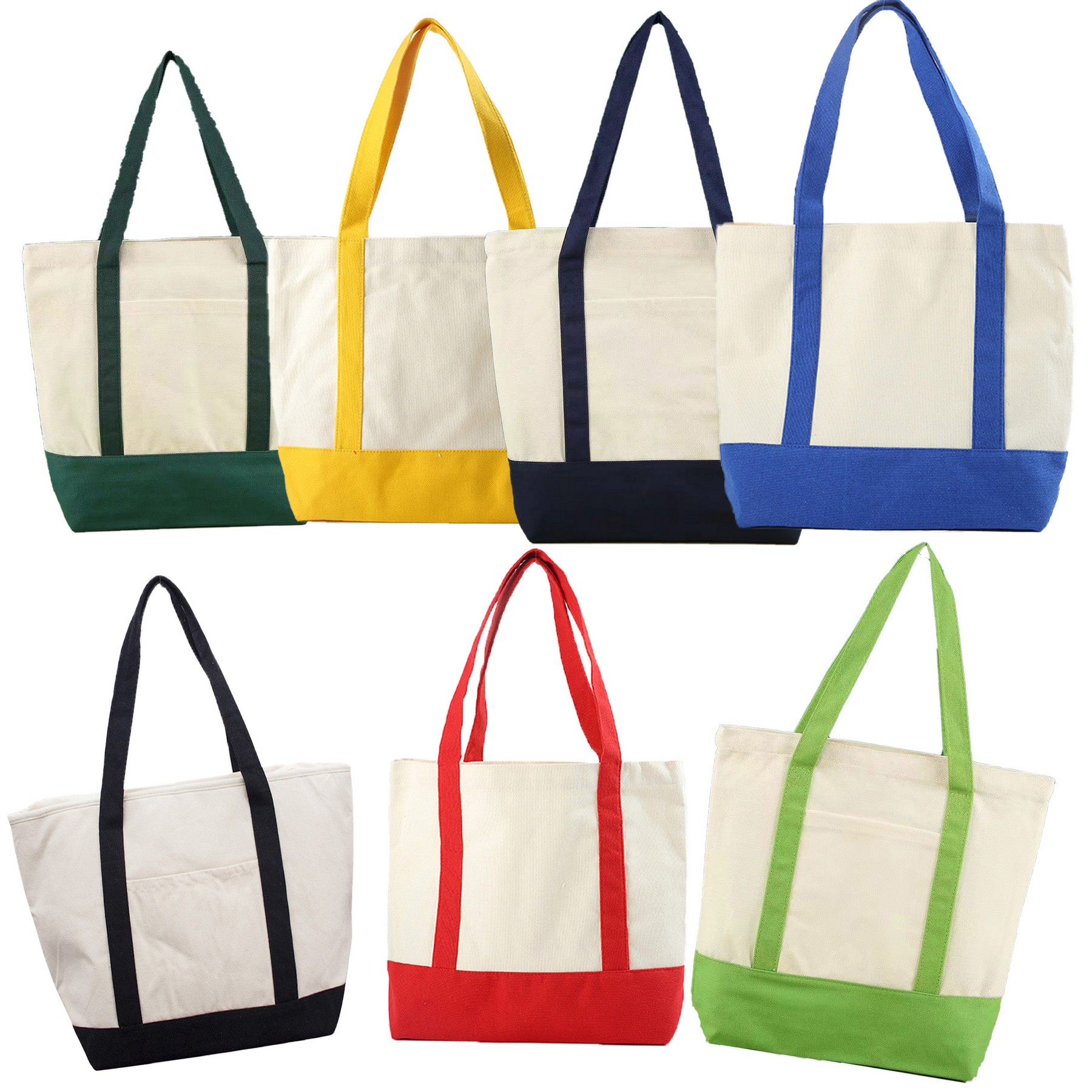 Canvas Tote Bag With An External Pocket, Top Zipper Closure, custom tote bag with logo imprint 2