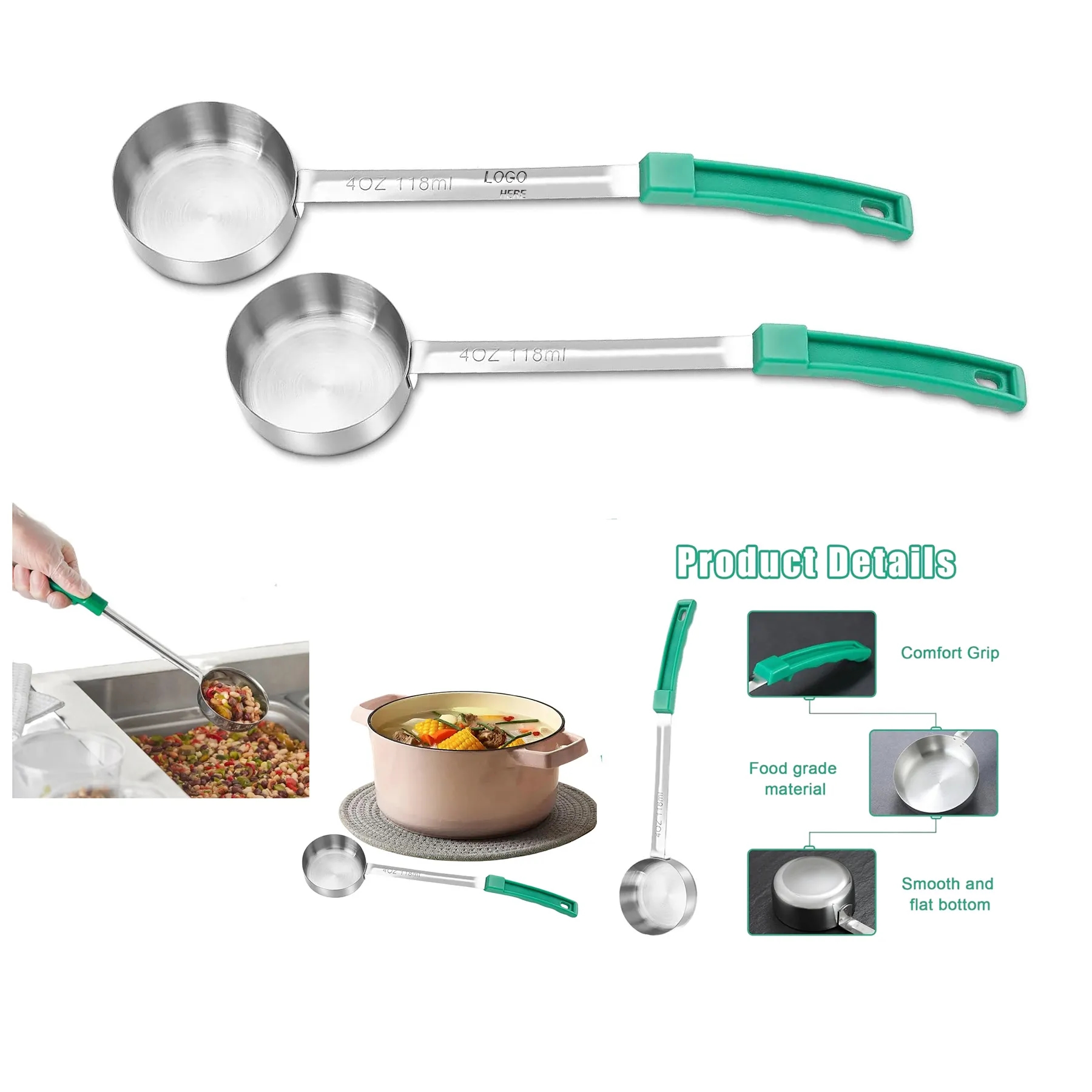 4 oz. Green Solid Portion Spoon 3