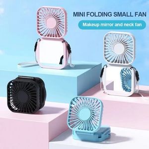 Mini Makeup Mirror Folding Handheld Fan 3