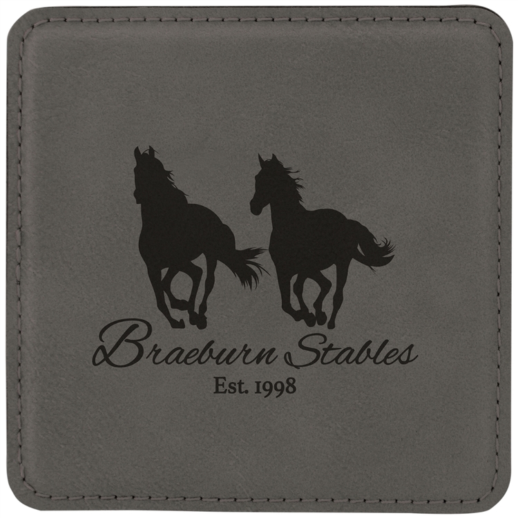 Gray Leatherette Individual Square Coaster