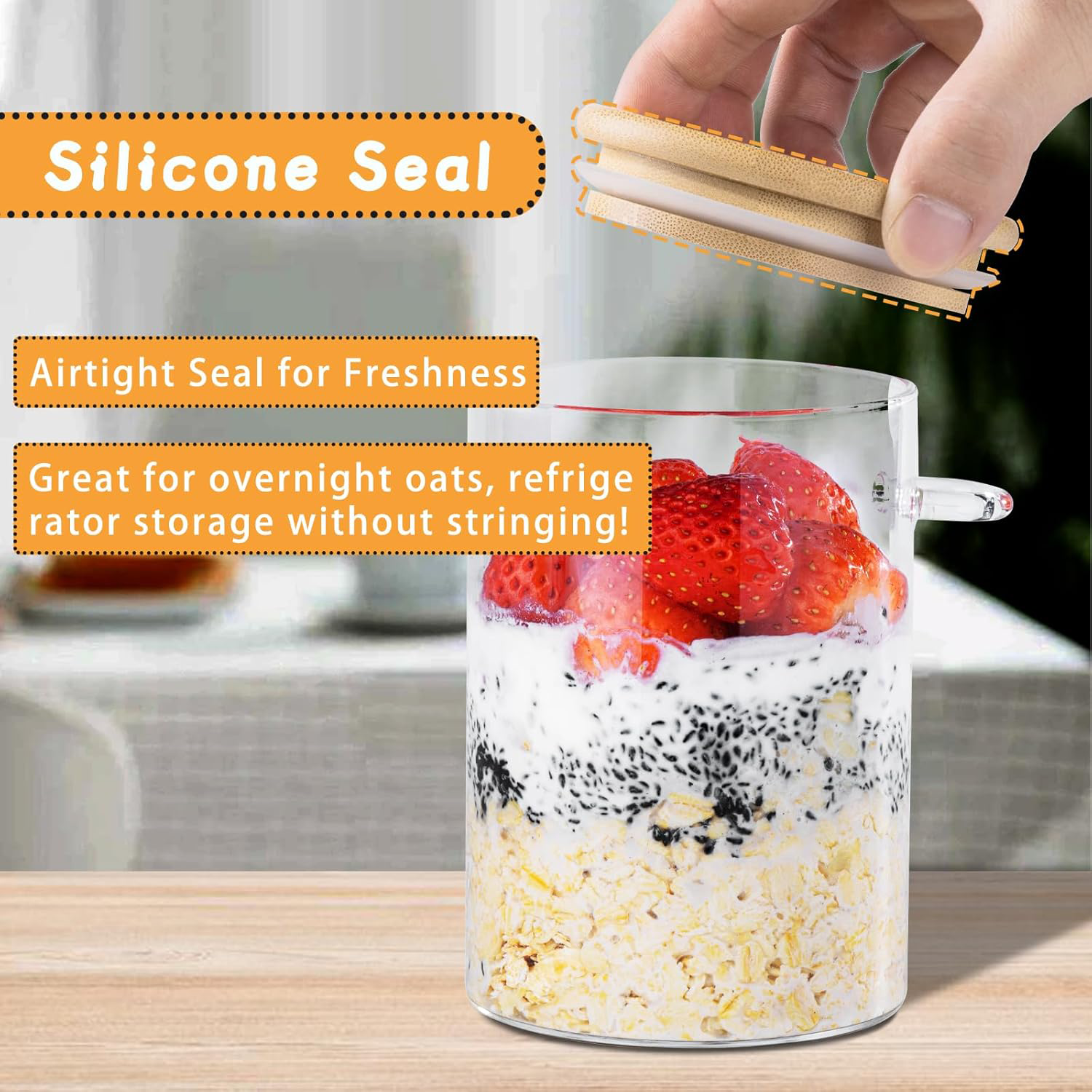 18Oz Overnight Oats Glass Containers w/ Bamboo Lids 7