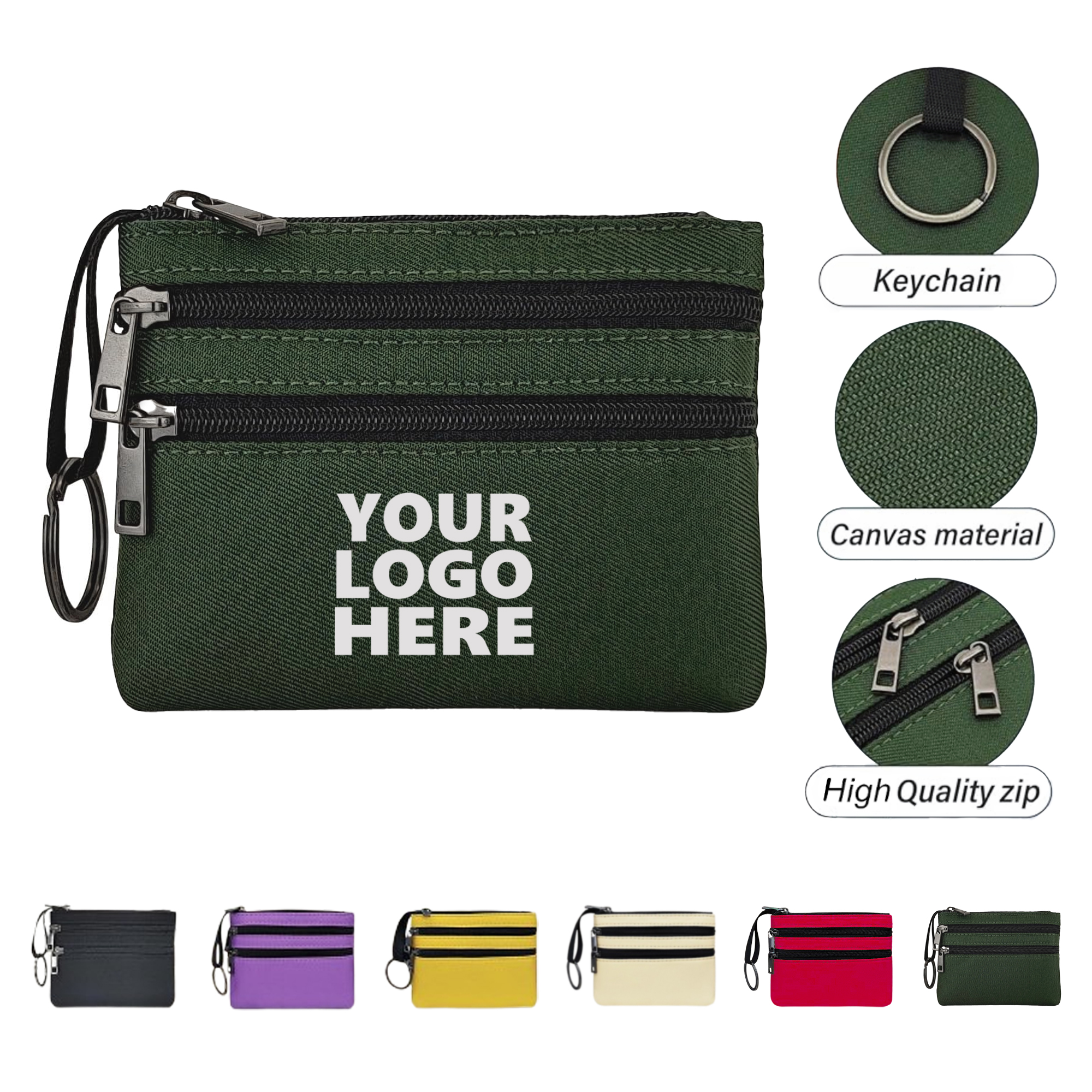 Multi Pocket Zipper Wallet with Keychain 1