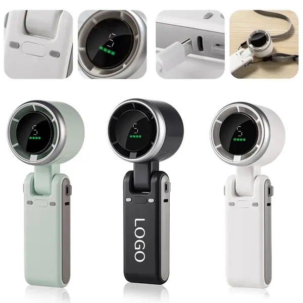 USB Rechargeable Neck-Hanging Foldable Handheld Fan 2