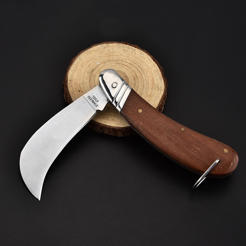 Stainless Steel Folding Pocket Knife with Wooden Handle 10