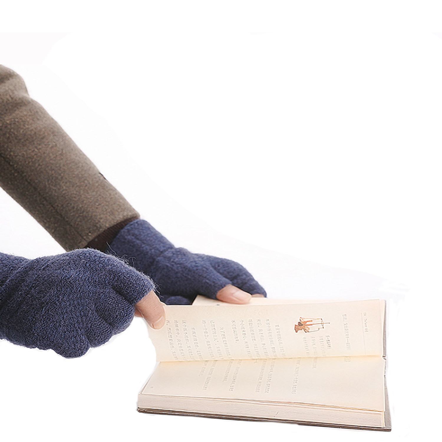 Men's miss two fingers knitted gloves 3