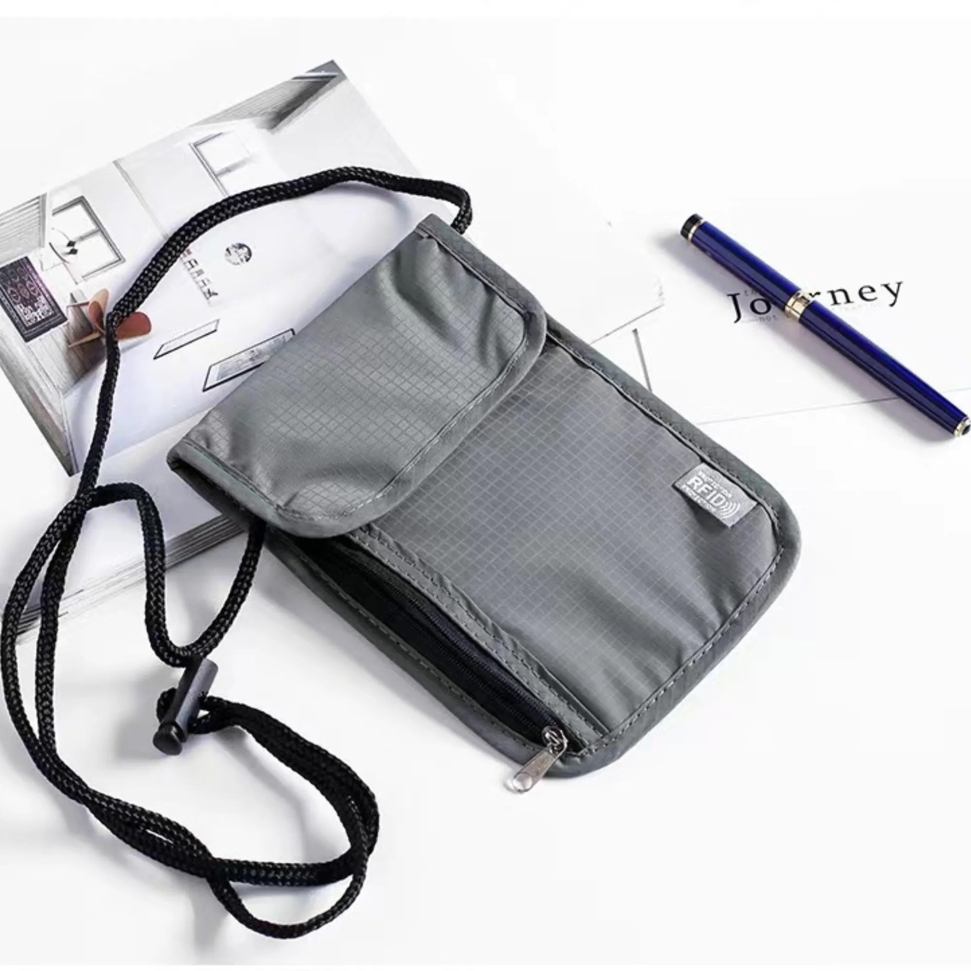Travel RFID Blocking Pouch Neck Strap Passport Holder Wallet 3