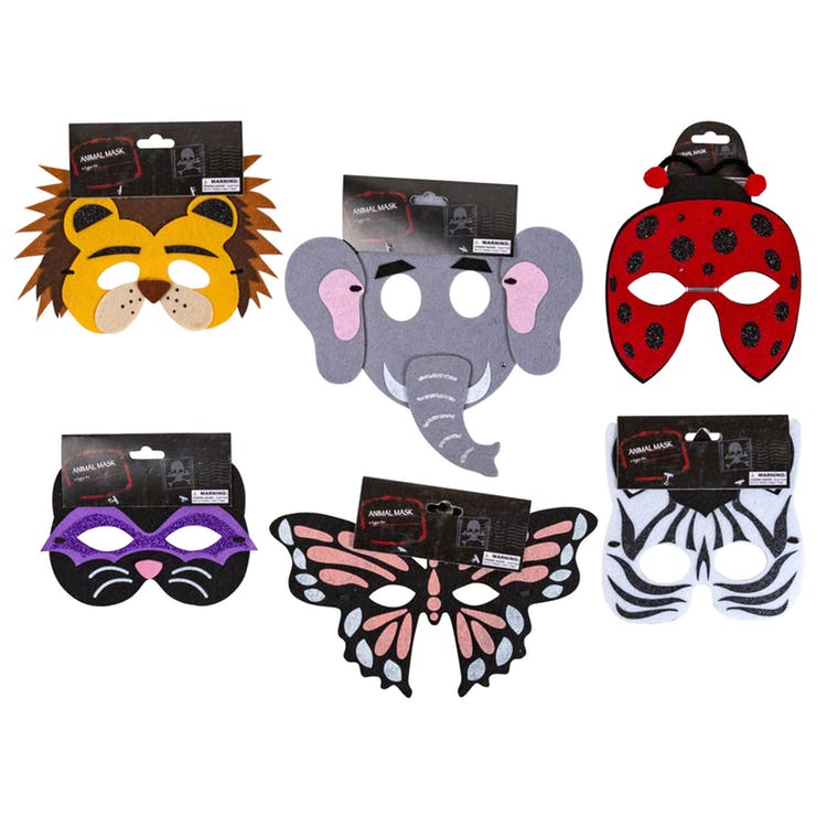 Kids' Felt Masks - Glitter with Elastic Band 4 Designs 1