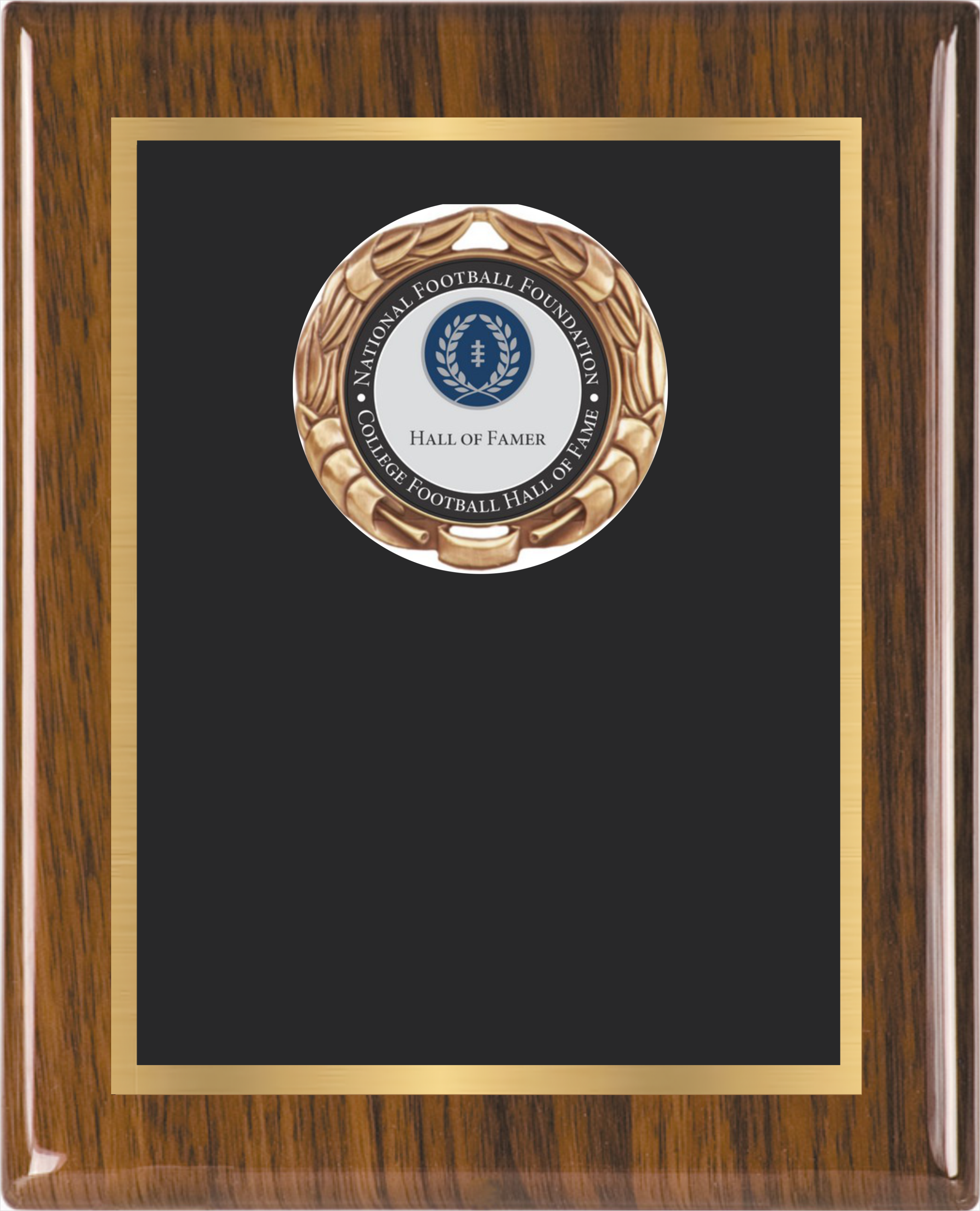 Walnut Piano Wood Plaque w/ Medallion Over Double Plate 10