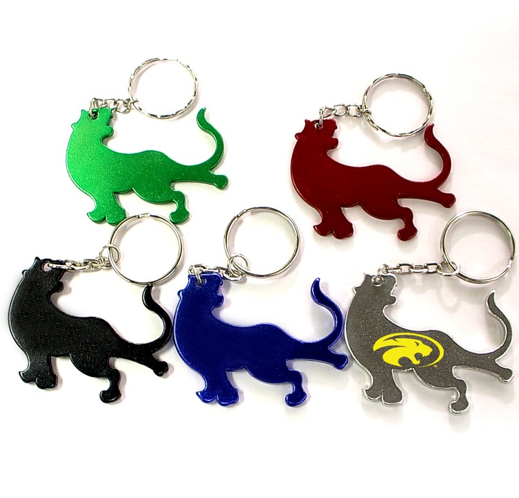 Tiger / Leopard shape bottle opener with key chain.