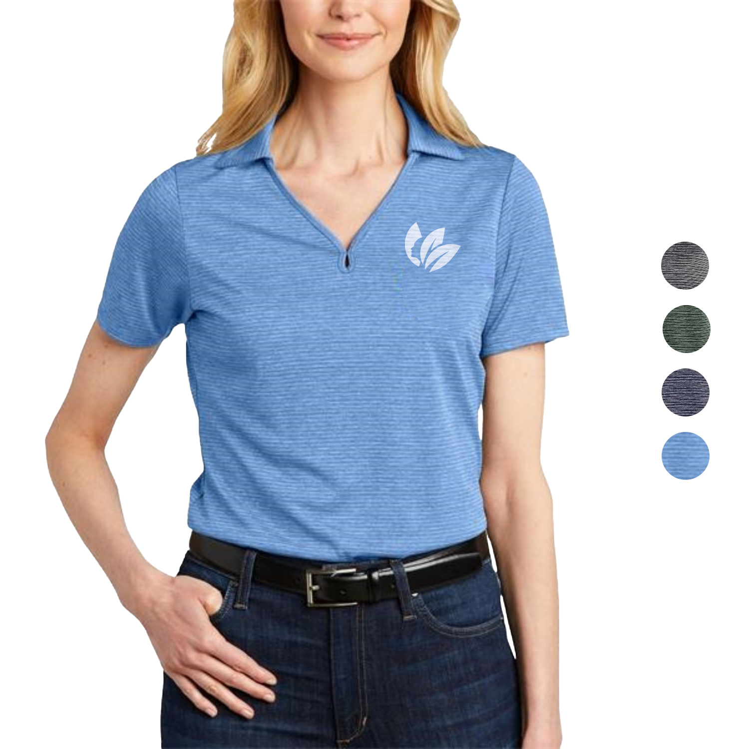 Port Authority Ladies Shadow Stripe Polo w/ Screen Print 6