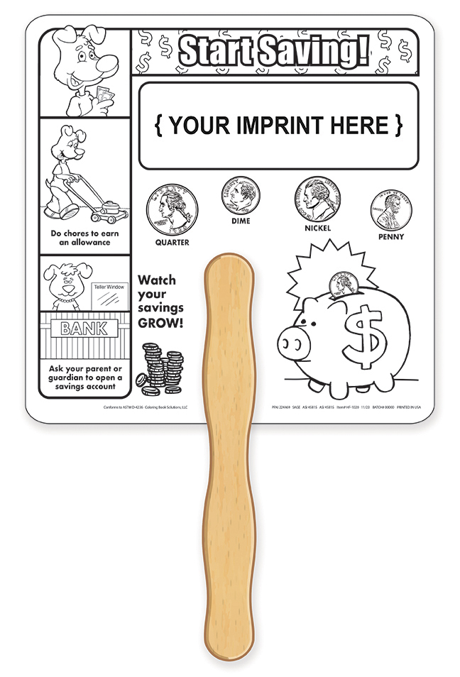 HAND FANS - Saving Money Coloring Hand Fan 3