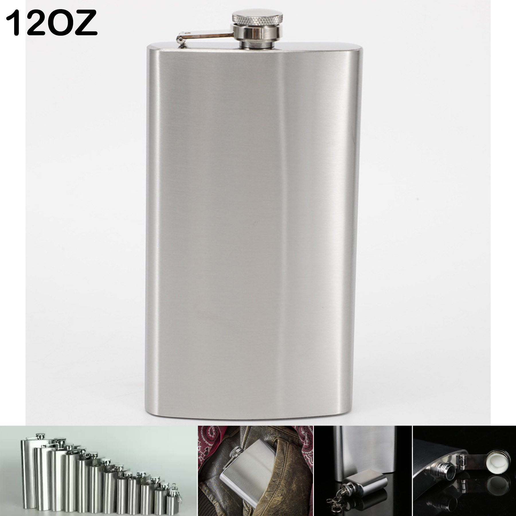 12oz 340ml Stainless Steel Hip Flask 2