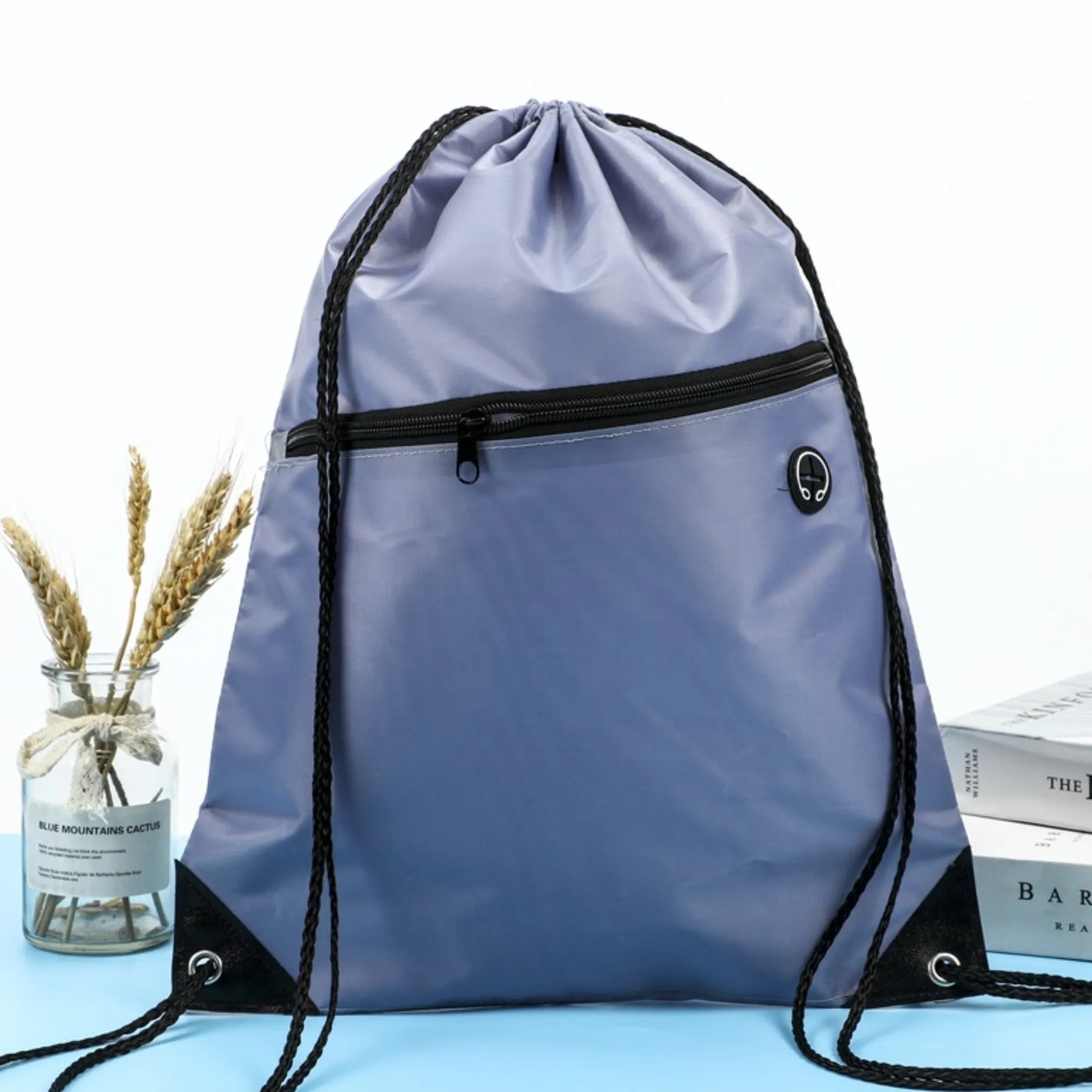 Polyester Drawstring Bags Logo Print Fitness Events 3
