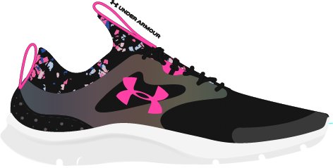UA Infinity 2.0 AL Printed Girls' Pre-School Running Shoes, custom youth shirt with logo imprint 3