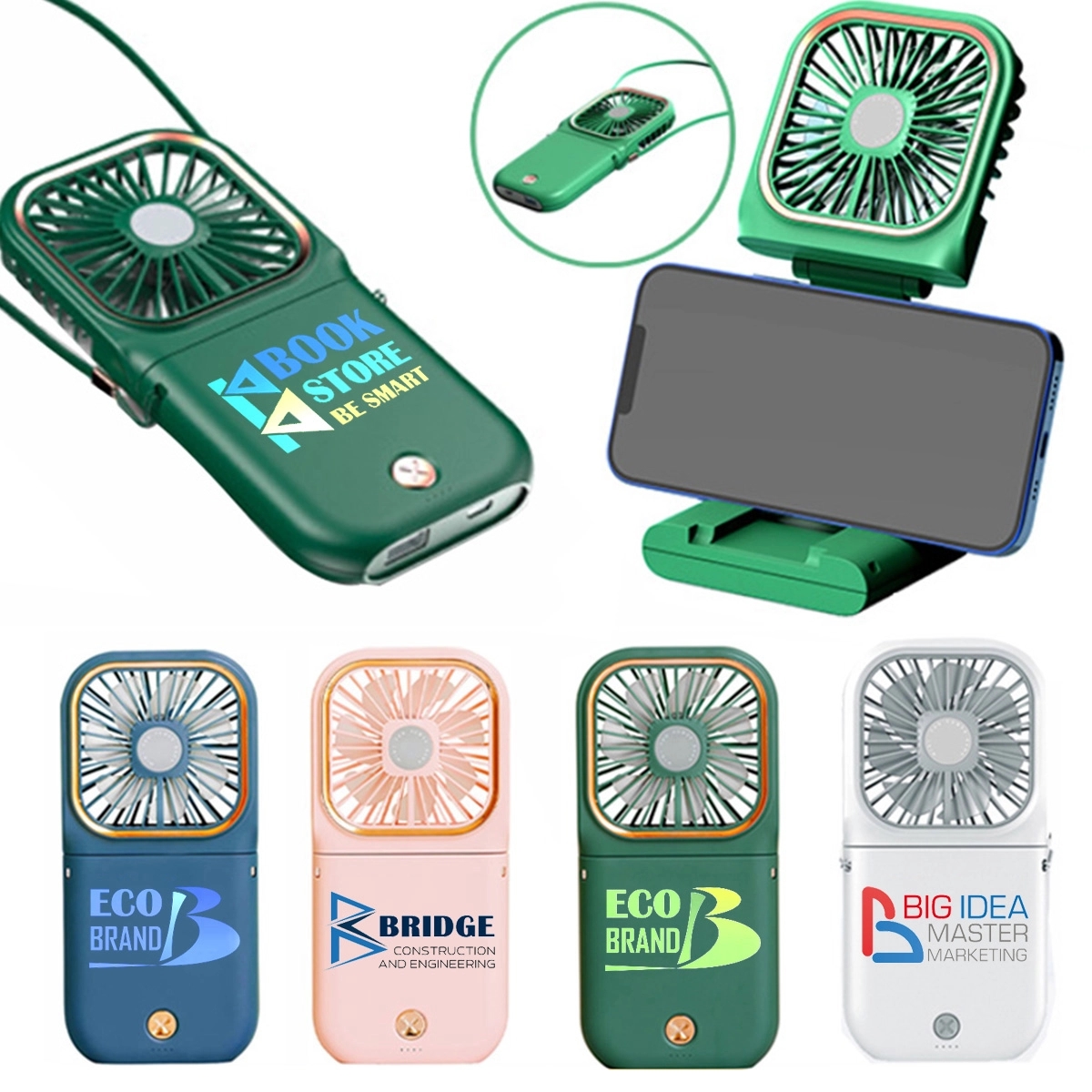 Mini Rechargeable Foldable Neck Hanging Fan with Power Bank 2