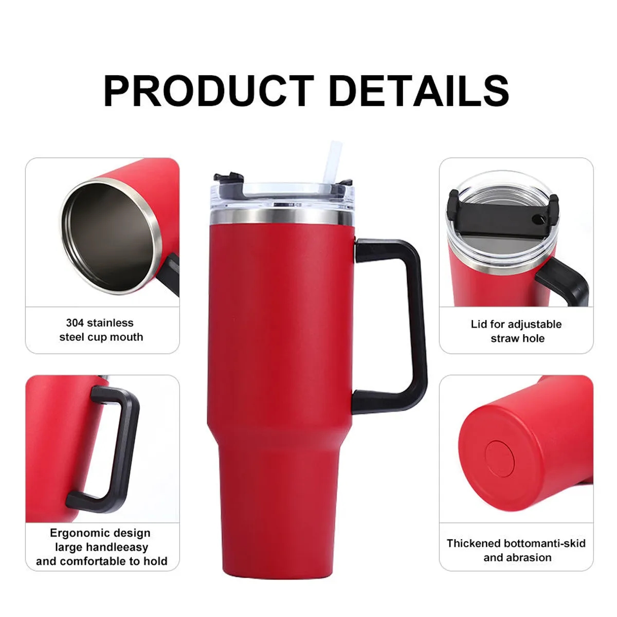 40oz Insulated Tumbler with Handle and Straw Lid 5