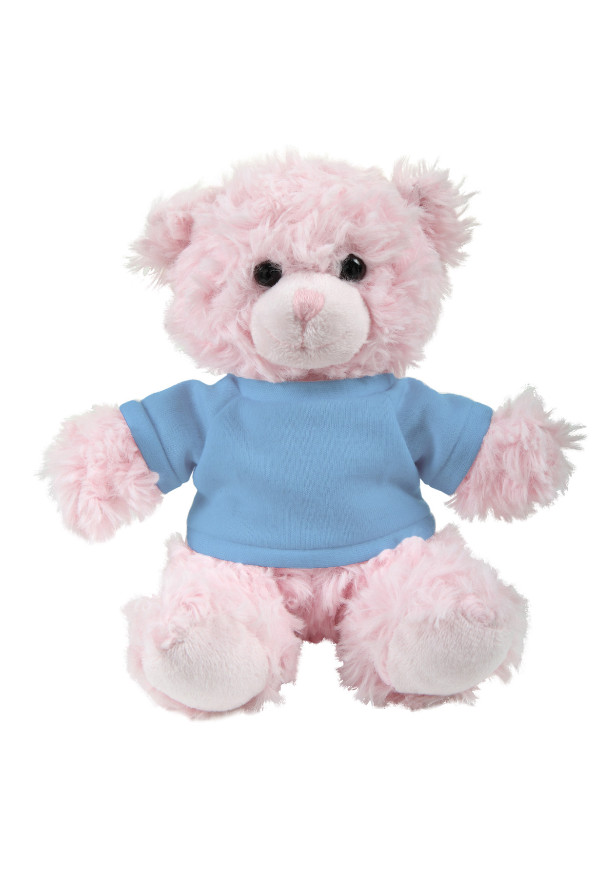 soft plush  Pink Curly Sitting Bear with t-shirt